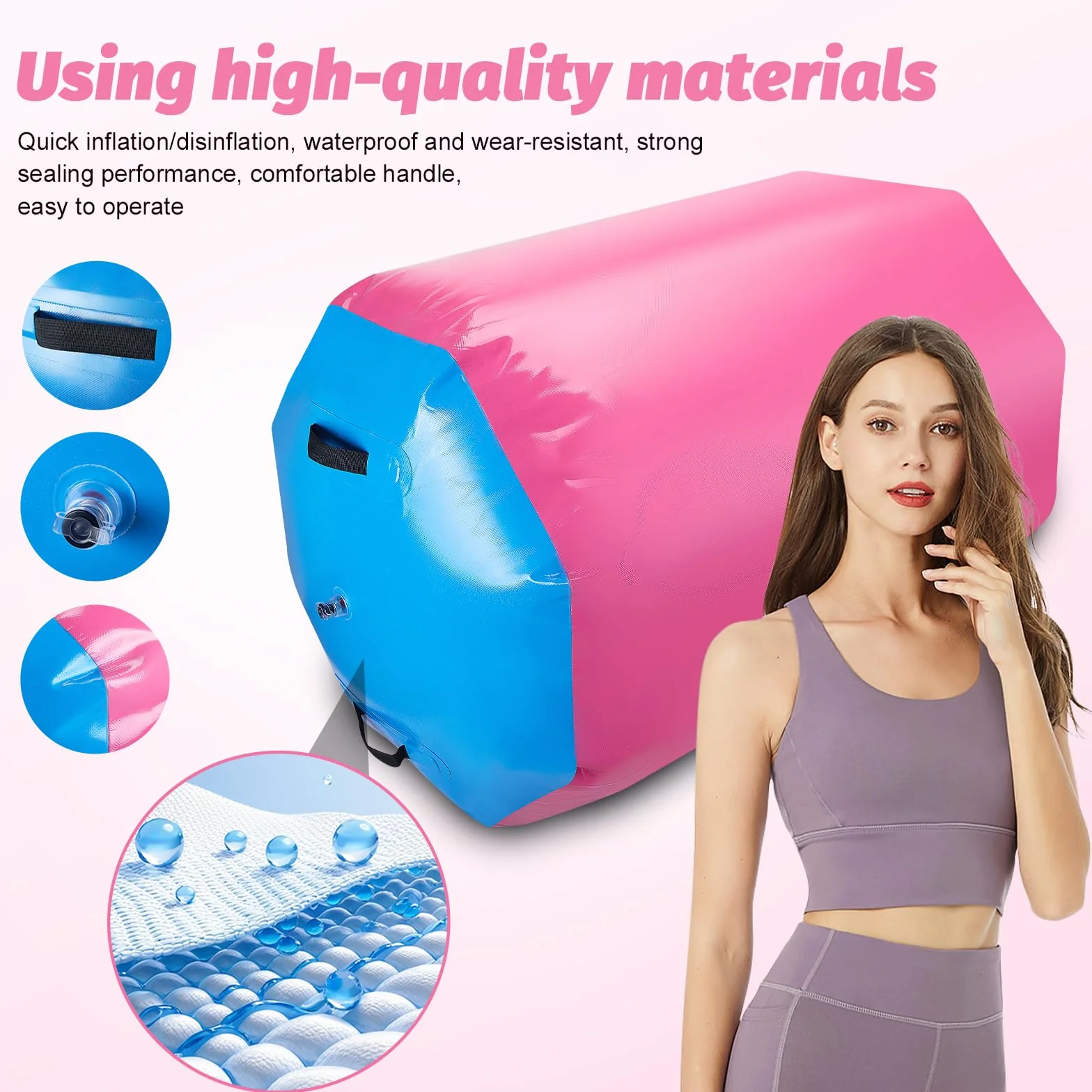 Rodillo de Aire para Gimnasia con Bomba Eléctrica, Esterilla Yoga Air Track 90x70cm