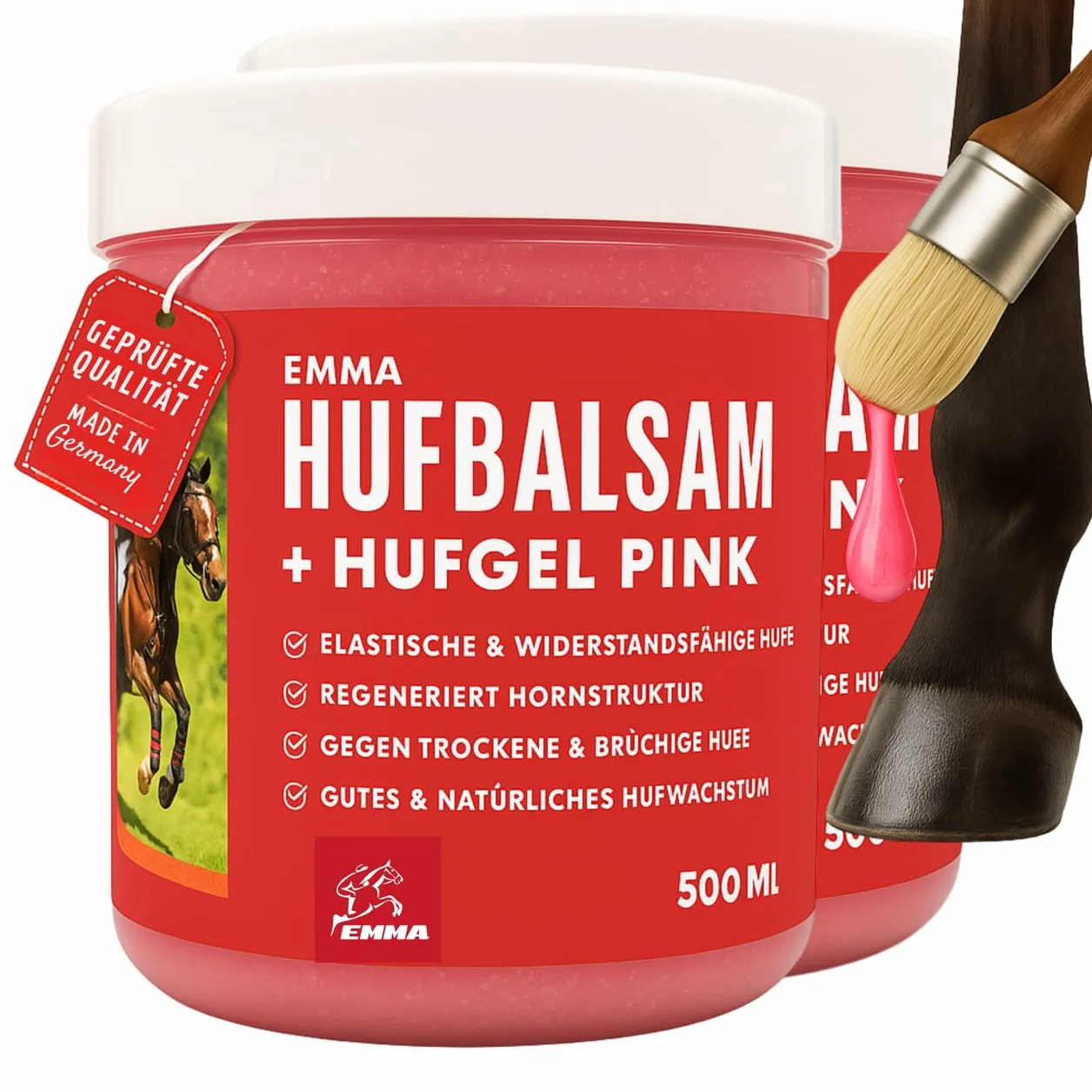 Grasa para cascos de caballos con brillo 2*500ml rosa con aceite de laurel I bálsamo para cascos de caballos I cura para cascos contra cascos secos I cuidado de cascos I ungüento de laurel caballo