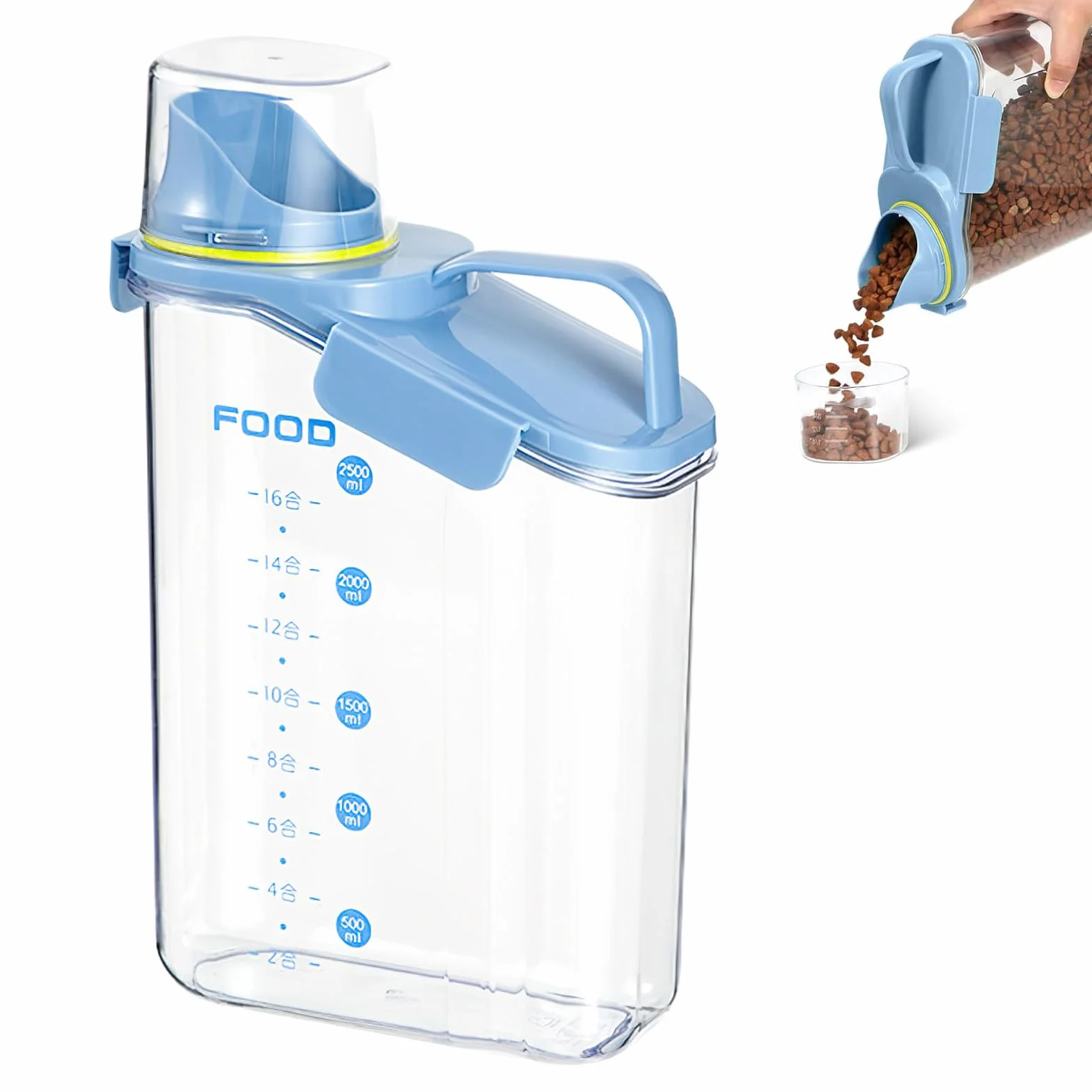 Cubo Pienso Perro, 2.8L Dog Food Storage Bin, Botes Cocina Almacenaje con Vaso Medidor, Almacenamiento se Comida Para Perros, Caja se Almacenamiento