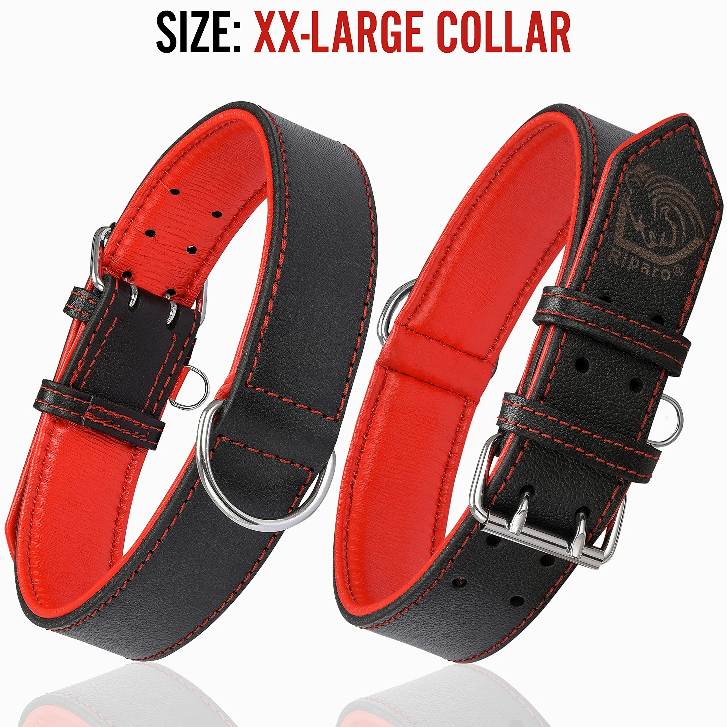 Riparo K-9 - Collar ajustable de piel auténtica acolchada para perro