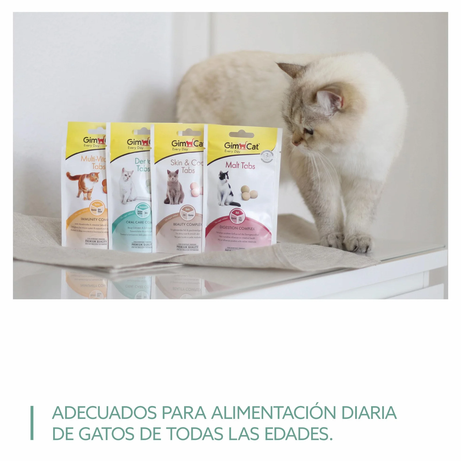 GimCat Denta comprimidos - Snack para gatos funcional que favorece el cuidado bucodental - Pack de 8 (8 x 40 g)