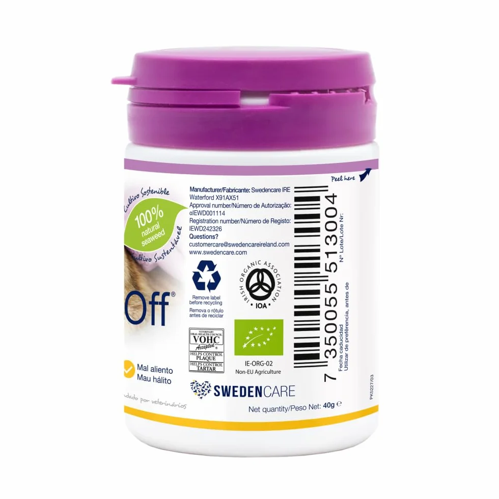 ProDen PlaqueOff Polvo para Gatos 40g – Limpiador Dental 100% Natural, Formula Gatos Exigentes, Ayuda a Eliminar Placa, Sarro y Mal Aliento, hasta 4 Meses de duración