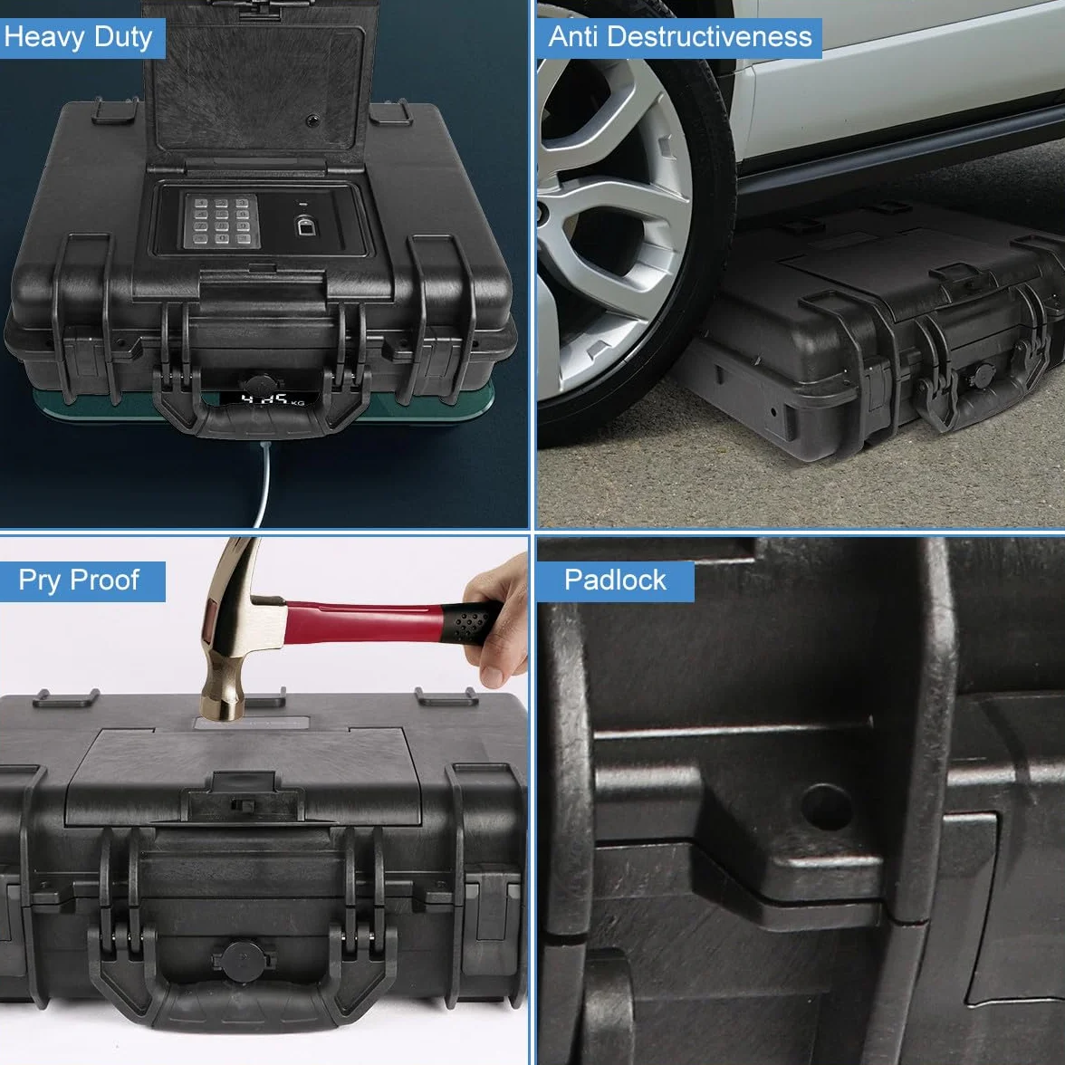 Qisan Caja fuerte para armas de fuego para pistolas, resistente al agua, antirrobo, cerradura de llave y contraseña digital, acero