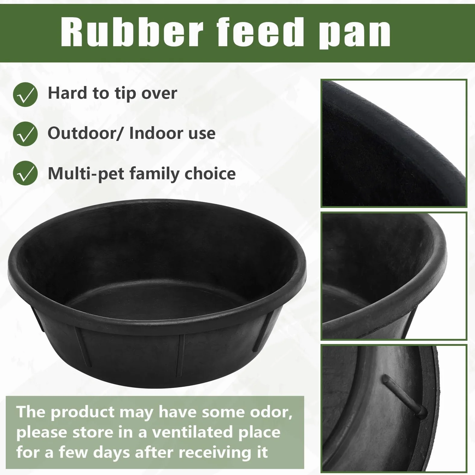 Sadnyy 3 sartenes de Goma de 8 Cuartos de galón, Cubo Grande de Utilidad para Perros, Cabras, Caballos, Pollo, Polvo, baño, contenedor de alimentación de Animales, 14.5 x 4.5 Pulgadas