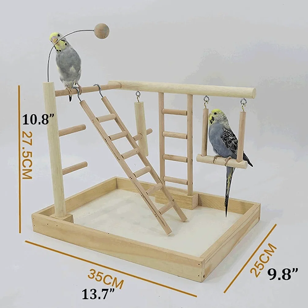 ZUMAHA Seguridad Interesante Soporte de Escalera para Columpio de Loro, Juguetes de Madera para pájaros, Parque Infantil para pájaros, Gimnasio con Columpio de Escalera, Jaula para pájaros Sólido