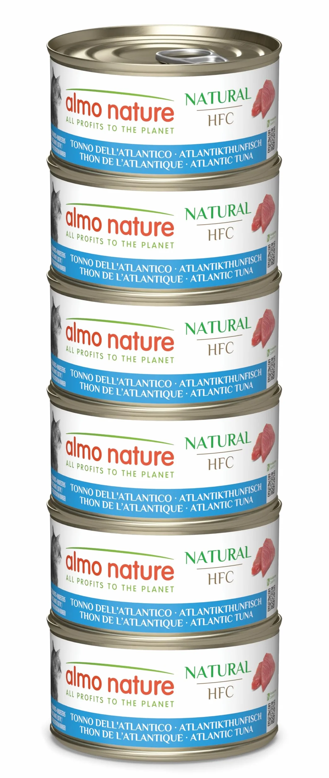 Almo Nature HFC Natural - Comida Húmeda para Gatos - Atún del Atlántico - 70 g x 6 Latas