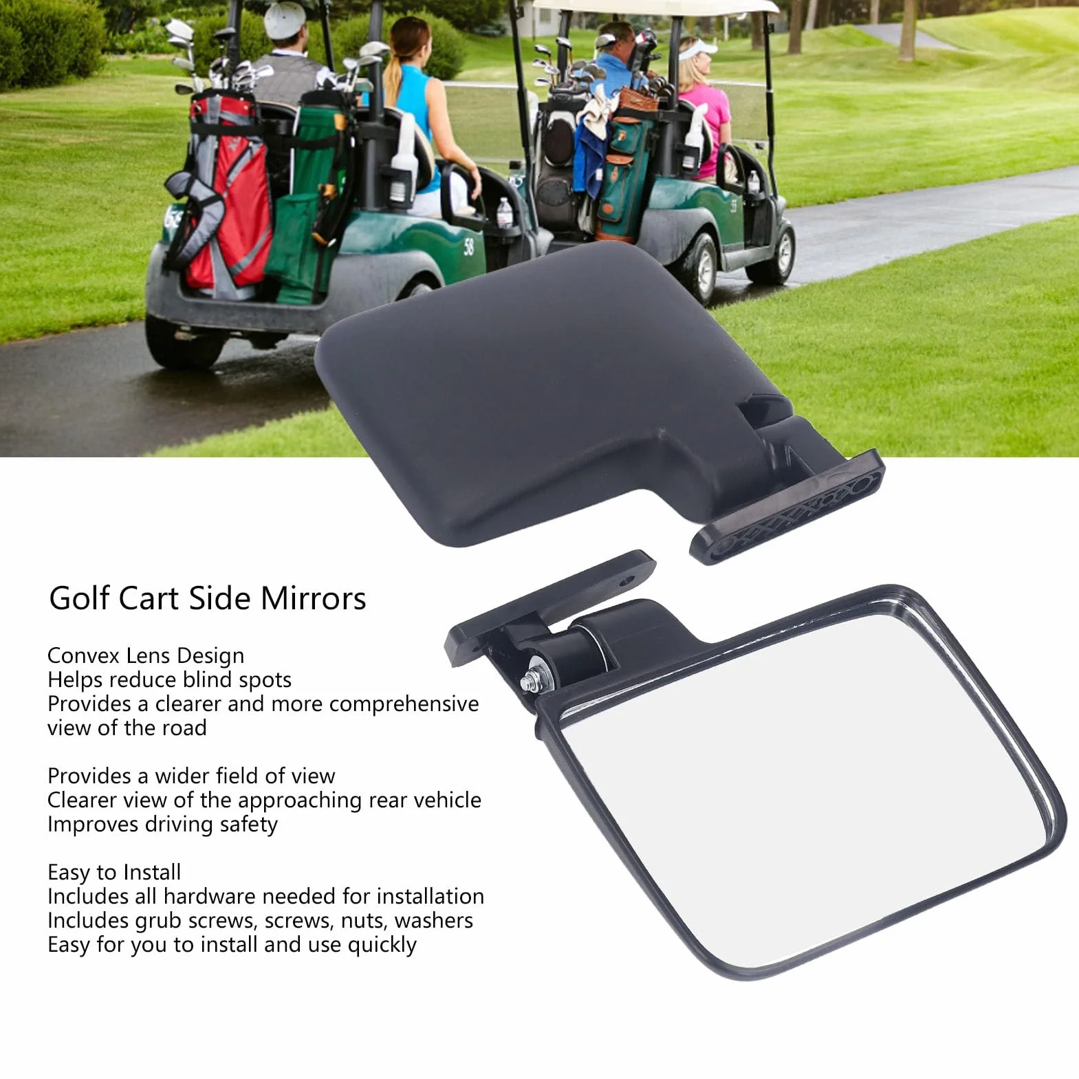 Uniwersalne przezroczyste lusterka wsteczne do wózka golfowego 180° HD