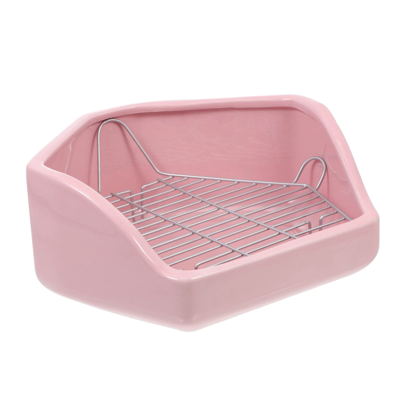 Orinal para Mascotas Antivuelco de Cerámica Extra Grande Baño Pentagonal para Conejos Cobayas y Hámsters Accesorio Higiénico para Pequeños Animales Fácil de Limpiar y Seguro