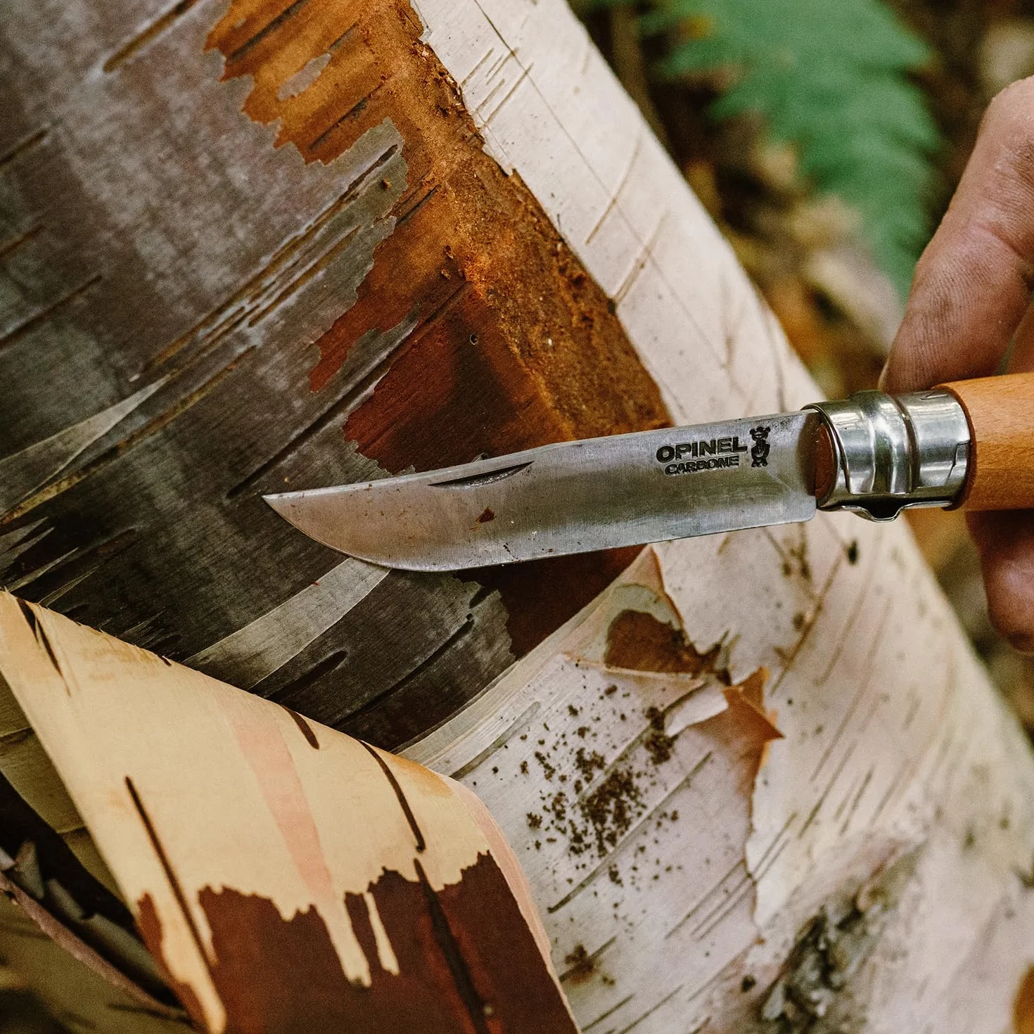 OPINEL Cuchillo n.º 6 Acero al Carbono XC90 Hoja 8,5 cm Mango de Haya Virobloc