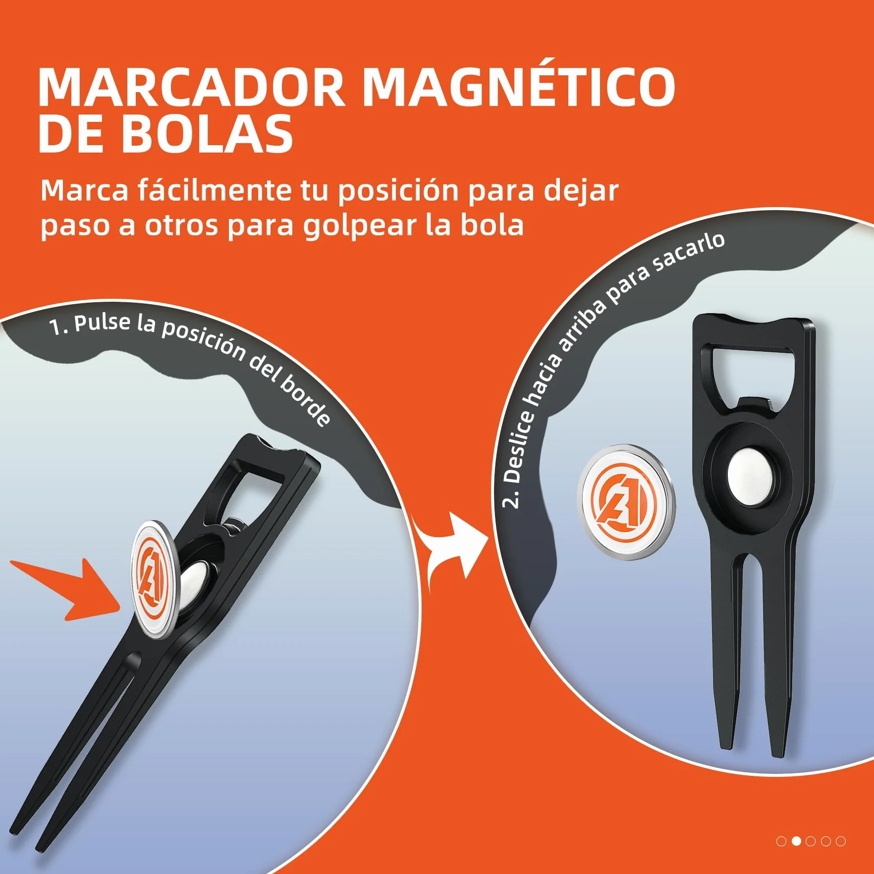 AOFAR Golf Divot Tool con Marcado magnético, Cepillo de Limpieza de Palo de Golf Integrado, aleación de Zinc