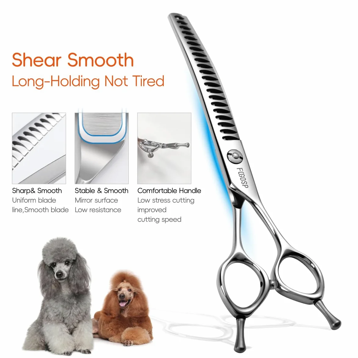 Tijeras de mezcla de adelgazamiento para perros y mascotas, ergonómicas para peluquería de mascotas, kit de texturizado para recortar gatos con mango compensado (7.25 pulgadas, mezcla)