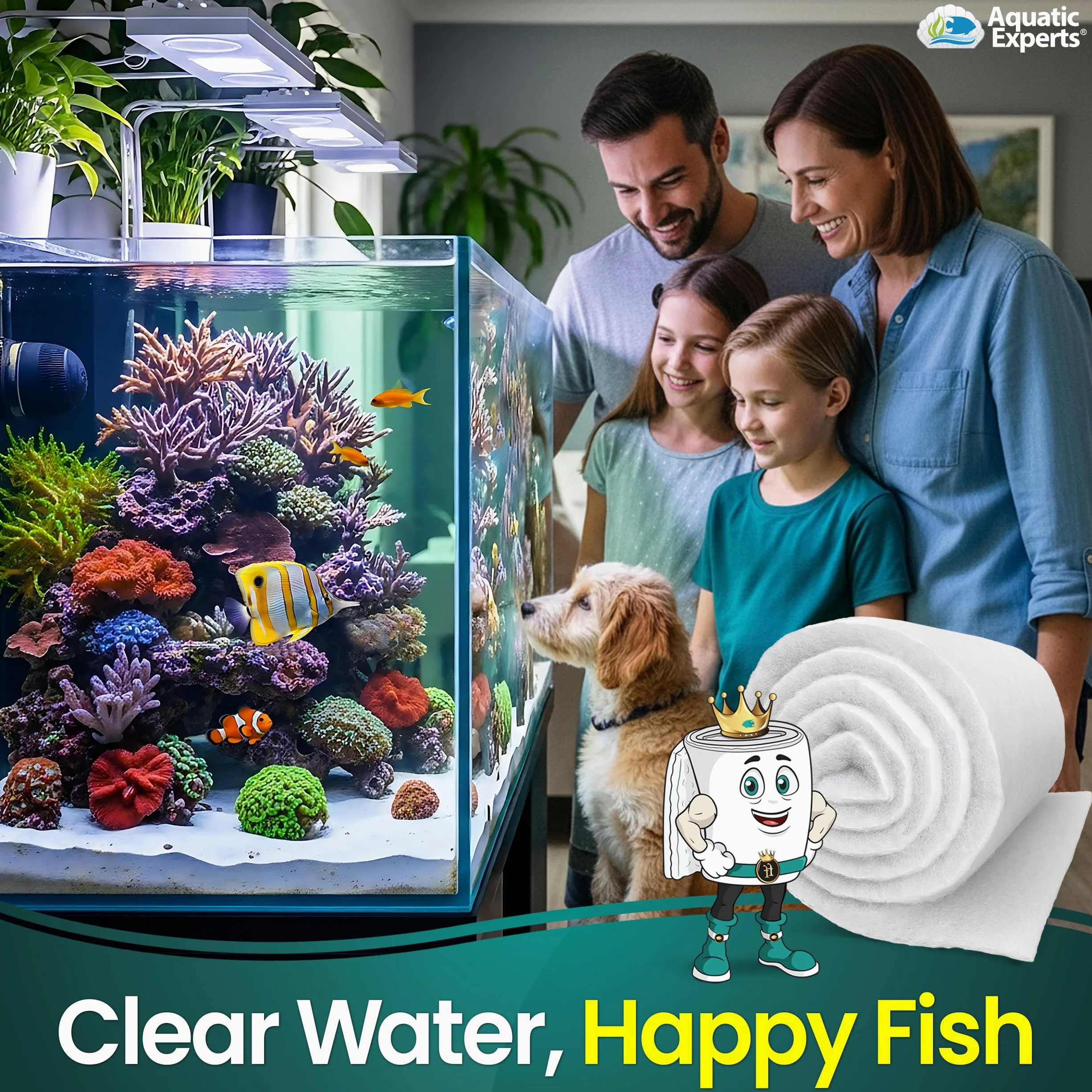Aquatic Experts FilterFirst - Hilo de filtro de acuario para filtros de pecera, rollo de medios para agua cristalina, 3/4 a 1 pulgada de grosor (12 pulgadas de ancho, 12 pies de largo)