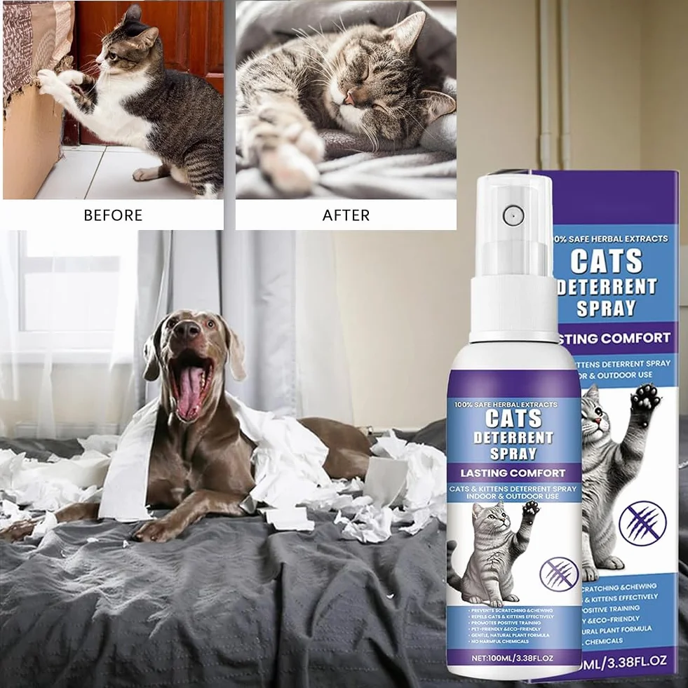Rakiuty Spray Antiarañazos Gatos,Spray Antiarañazos,Sprays Arañazos Gatos,Sprays Educador Gatos Antiarañazos,100 ml