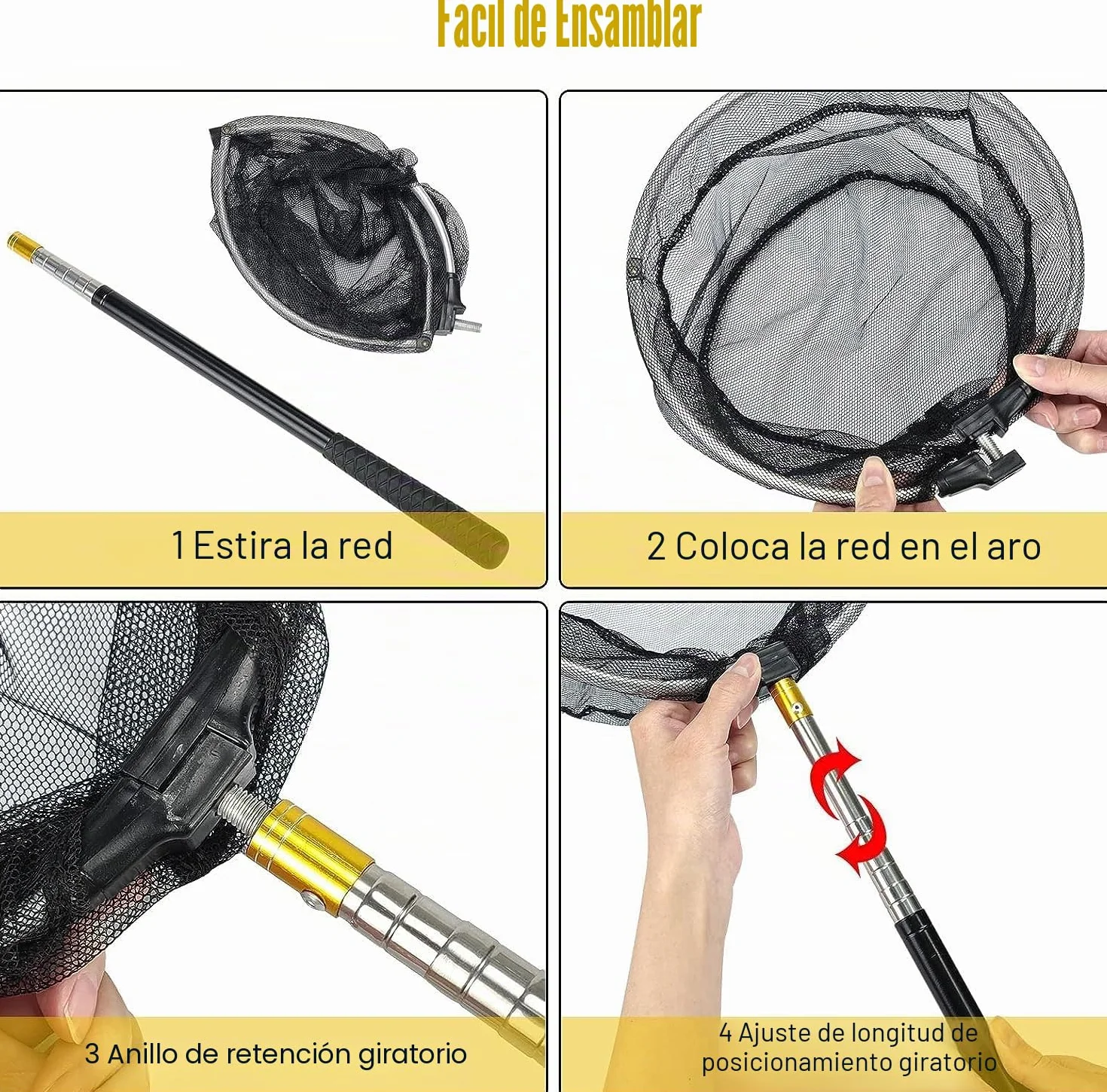 LATERN 2 Piezas Red de Aterrizaje de Pesca Telescópica 170cm Extensible 66-172cm Cazamariposas para Piscina