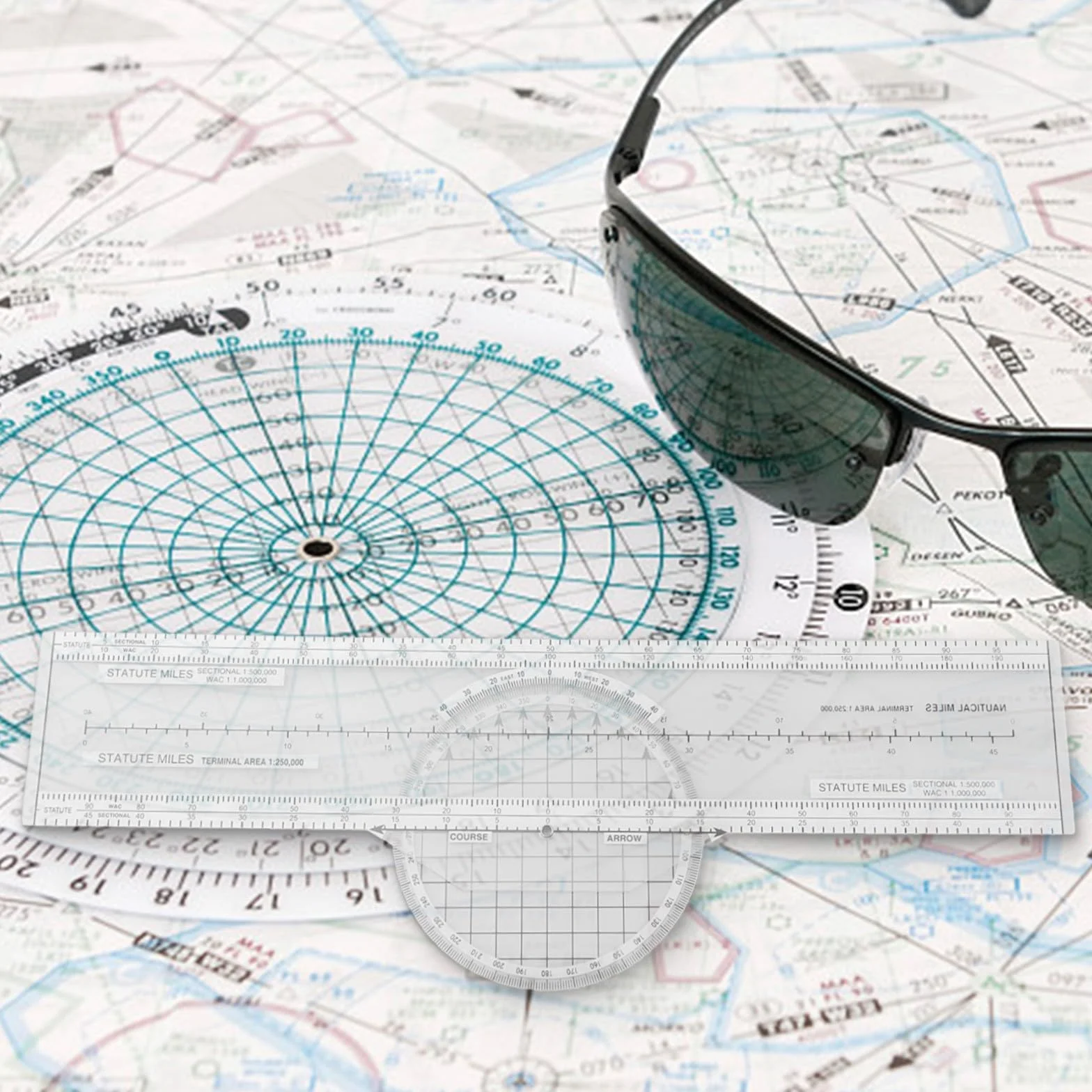 Para Pilot CRP-1 Plotter de aviación regla deslizante navegación 360 grados 4 escalas VFR