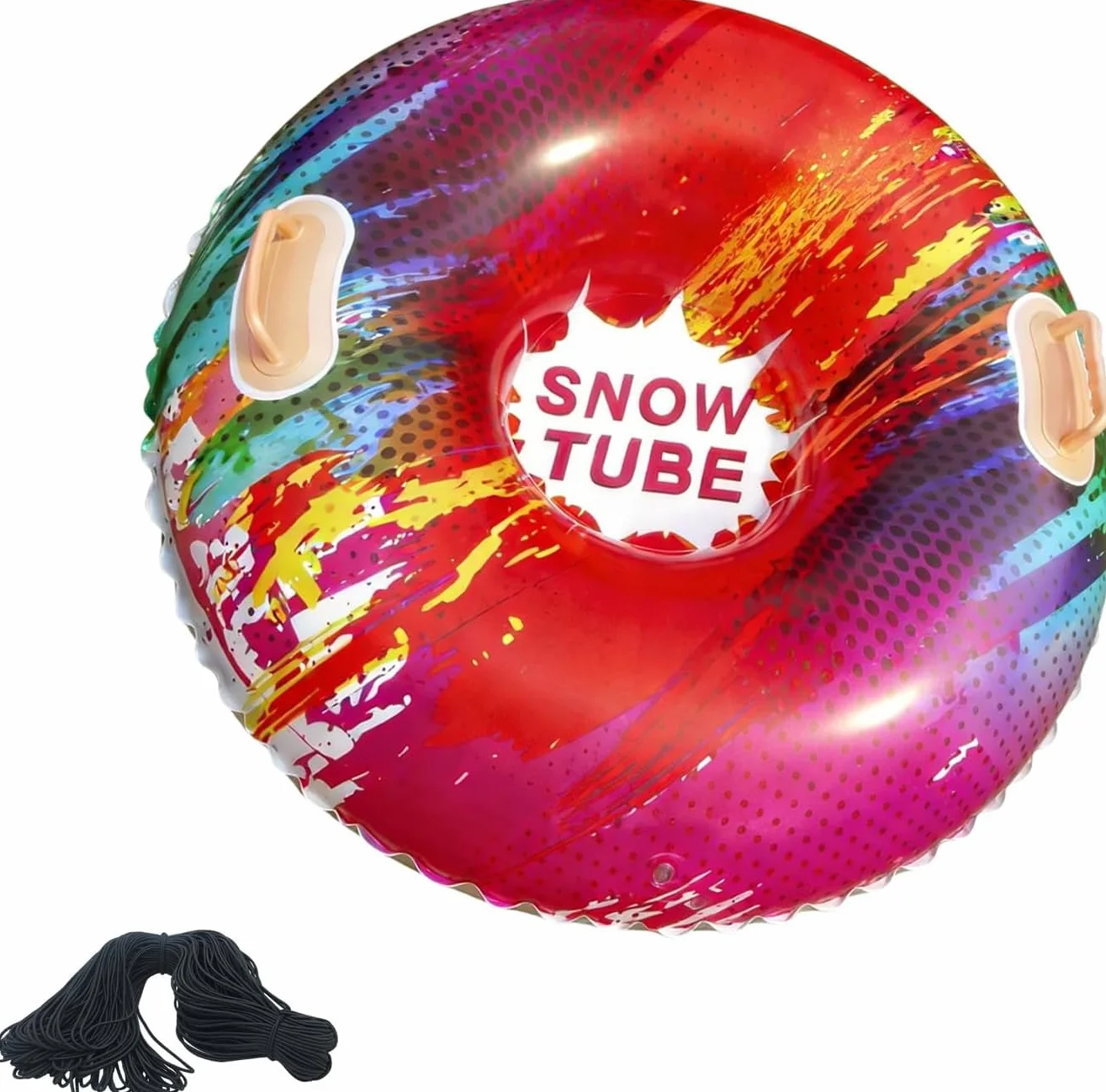 Tubo de Nieve Inflable Resistente 90 cm PVC Reforzado Prueba de Heladas Asas Integradas Trineo Invierno Aire Libre