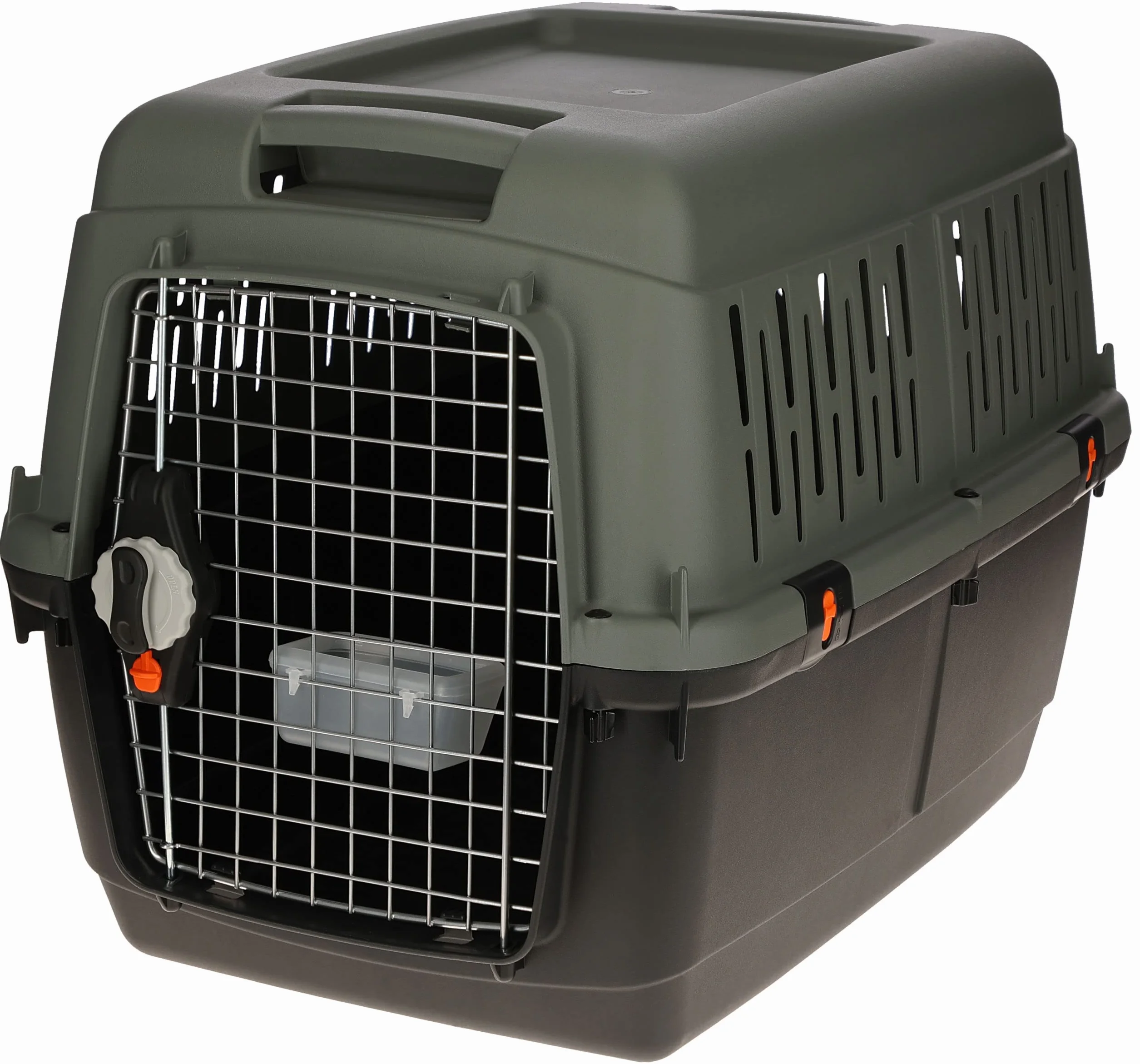 Kerbl Pet Caja de Transporte Eco, para, Perros, Antracita/Gris Verdoso, 81x60x61,5 cm, plástico, 15-40 kg, Apta para Viajes en avión, con Puerta metálica