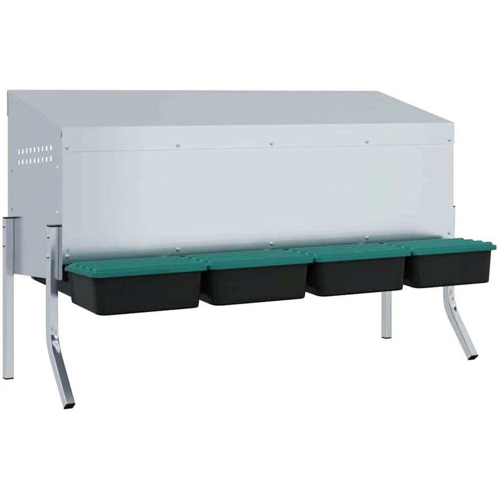 Gallinero con 4 compartimentos con patas, nido para pollos, de acero galvanizado, estable y enrollable, altura regulable, accesorios para aves de corral para interior y exterior, 110 x 50 x 68