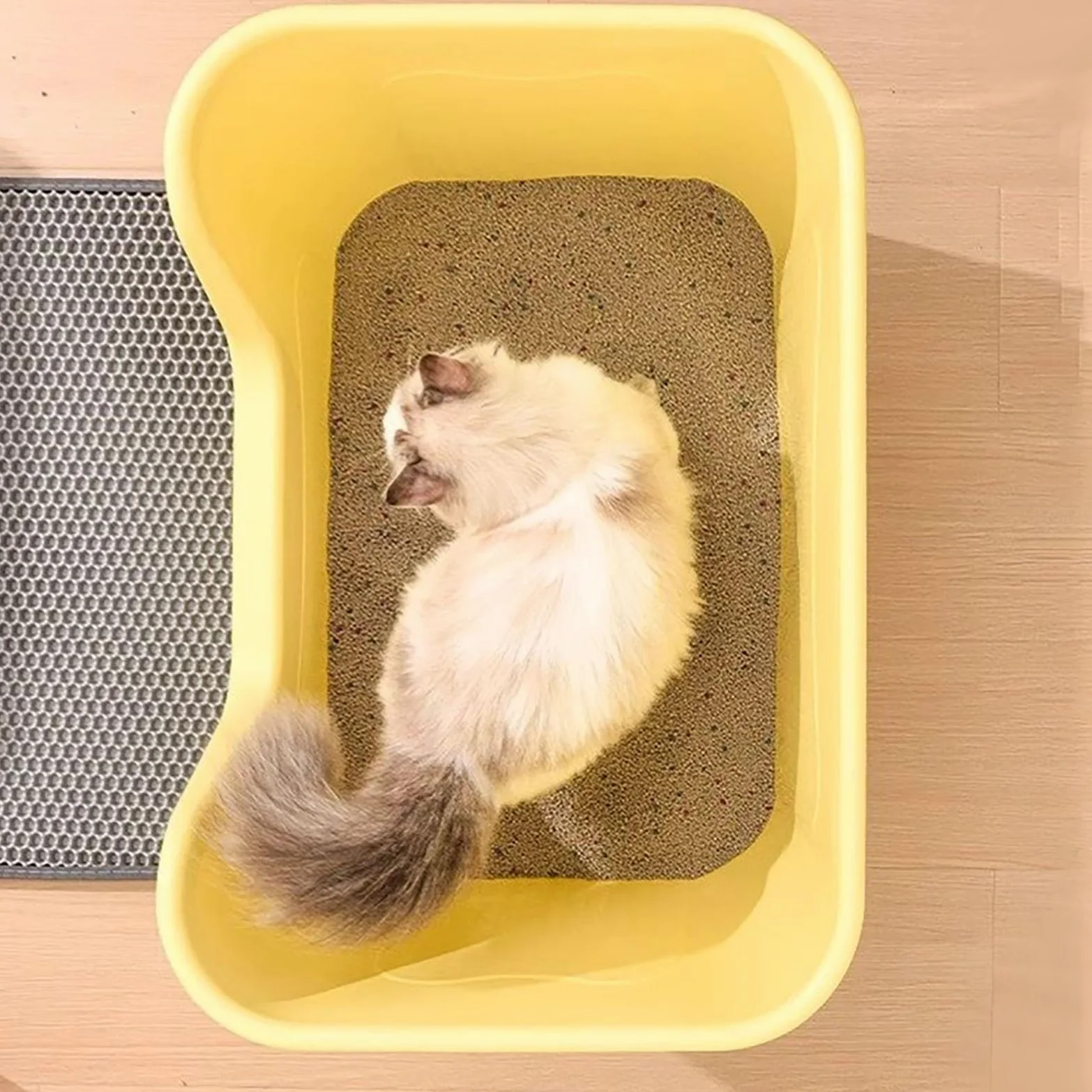 Bandejas esquineras para arena para gatos, caja de arena de lado alto, bandeja de arena superior abierta para excavadores activos y casas de varios gatos, fácil de limpiar