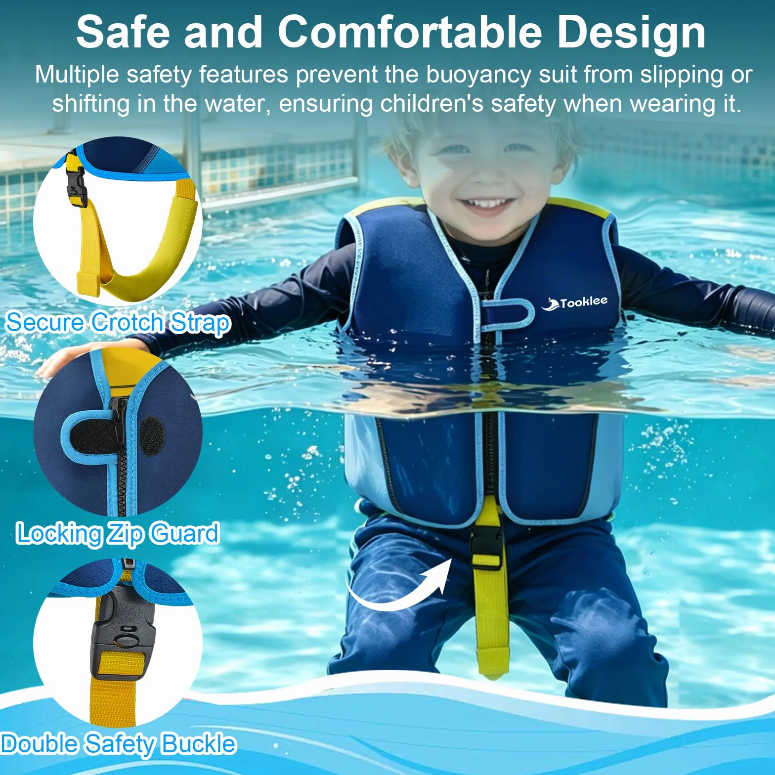 Chaleco de Natación para Niños, Sistema de Flotación Ajustable de 8 Paneles, Probado por TÜV, Neopreno Premium