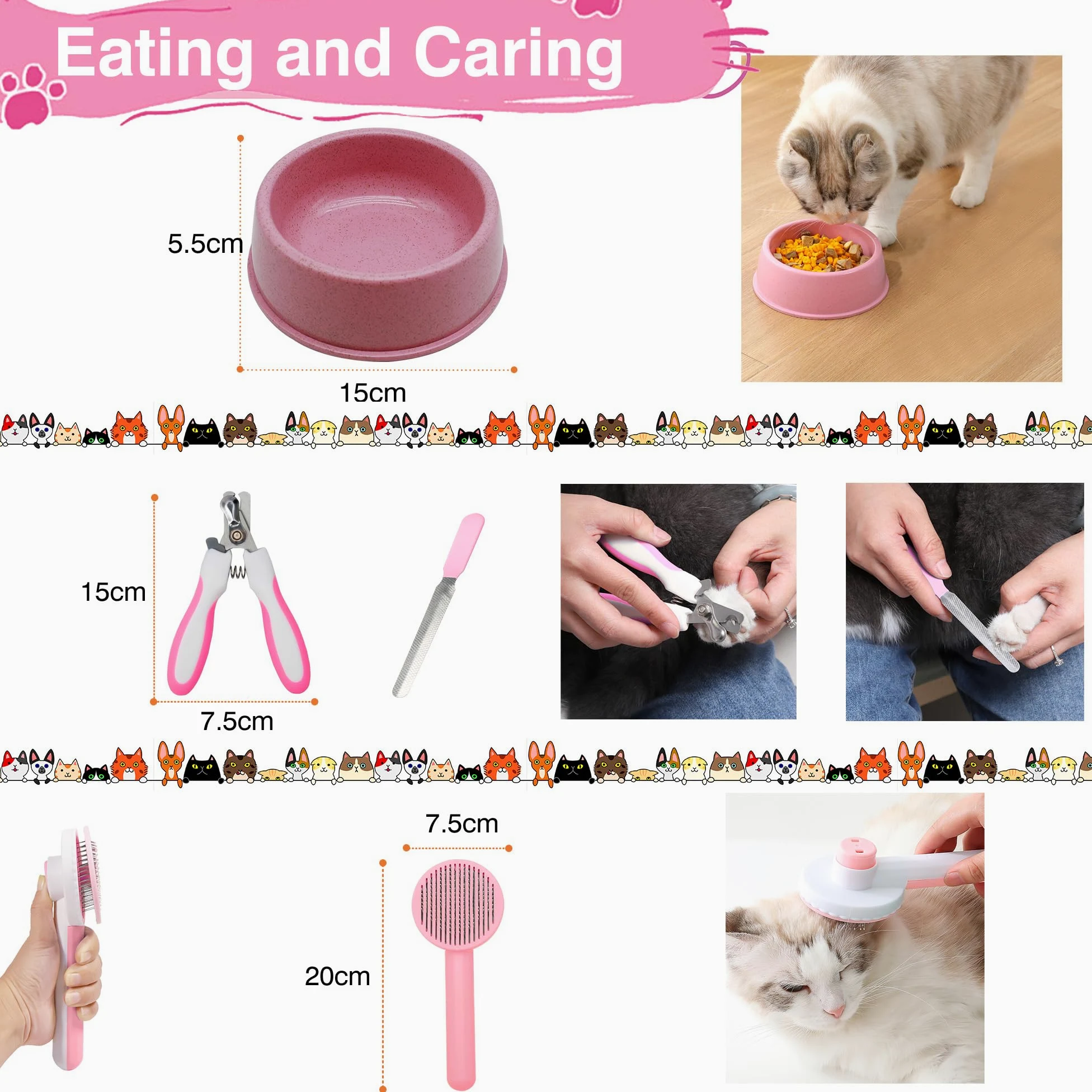 Kit de iniciación de gatitos de alta calidad de 36 piezas para gatos de interior, juego completo de artículos esenciales para gatos con caja de arena de acero inoxidable, bolsa de transporte, cama