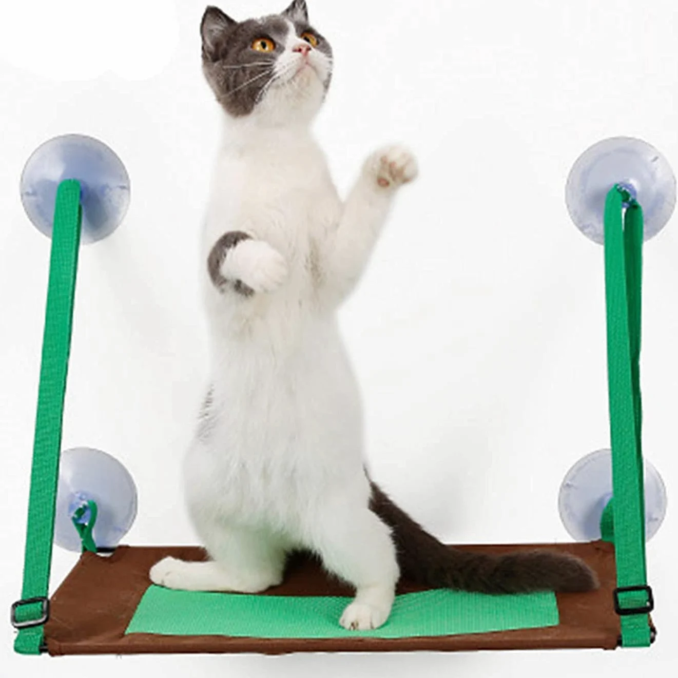 Hamaca para Gato Hamaca Ventana de Gato Ventana Perch Bed Asiento Hamaca para gatos Cama Hamaca colgante para gatos montada en la ventana con 4 ventosas de alta resistencia Sostiene hasta 44 libras, c