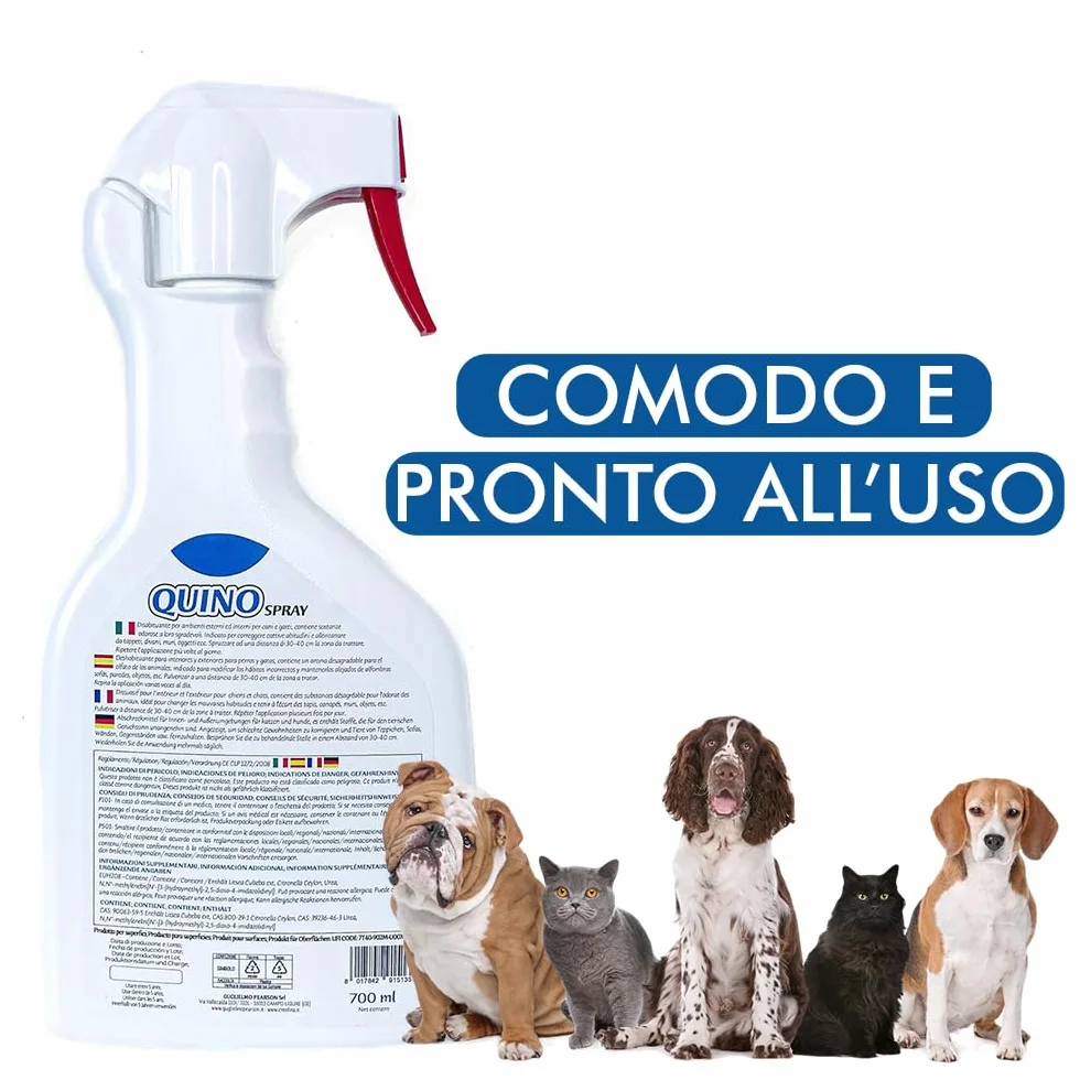 PEARSON Repelente para Gatos y Perros 700ML, Spray Educador para Gatos, Solución Anti Orina para Interiores y Exteriores, Repelente para Perros Made in Italy