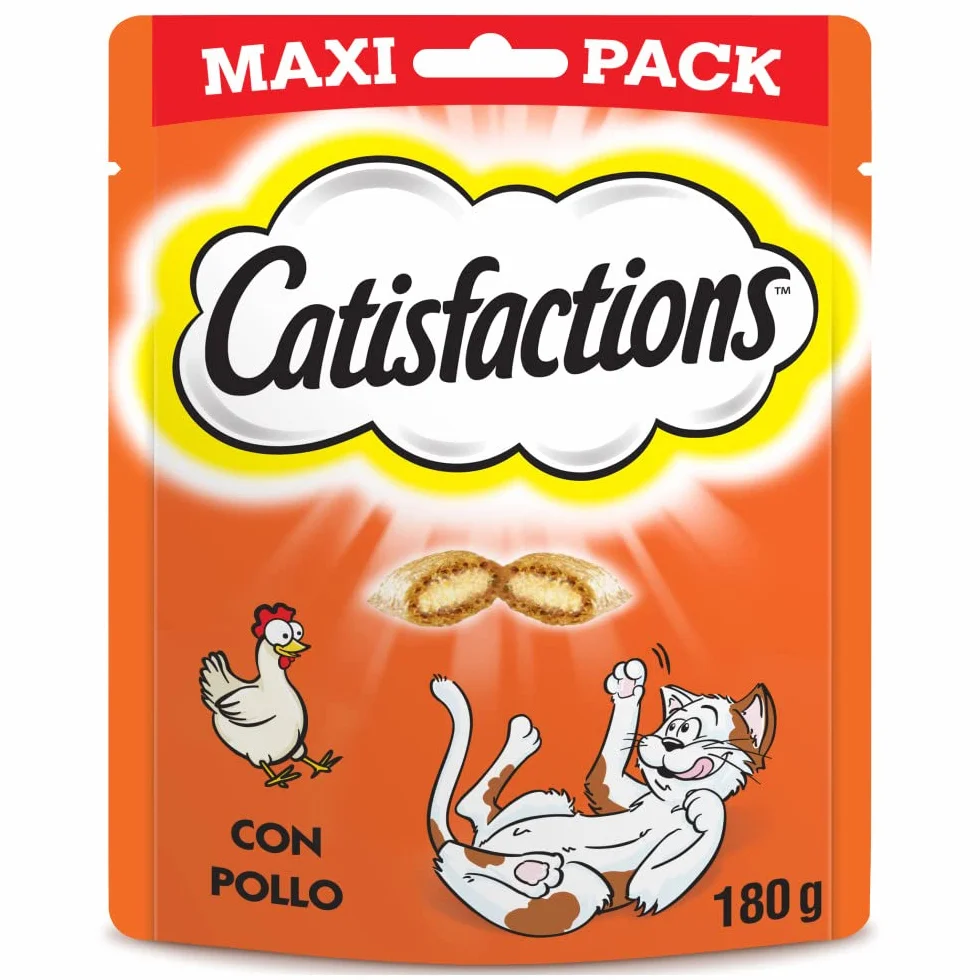 Catisfactions Premios para Gatos, Sabor Pollo, Maxipack (Pack de 4 x 180g)