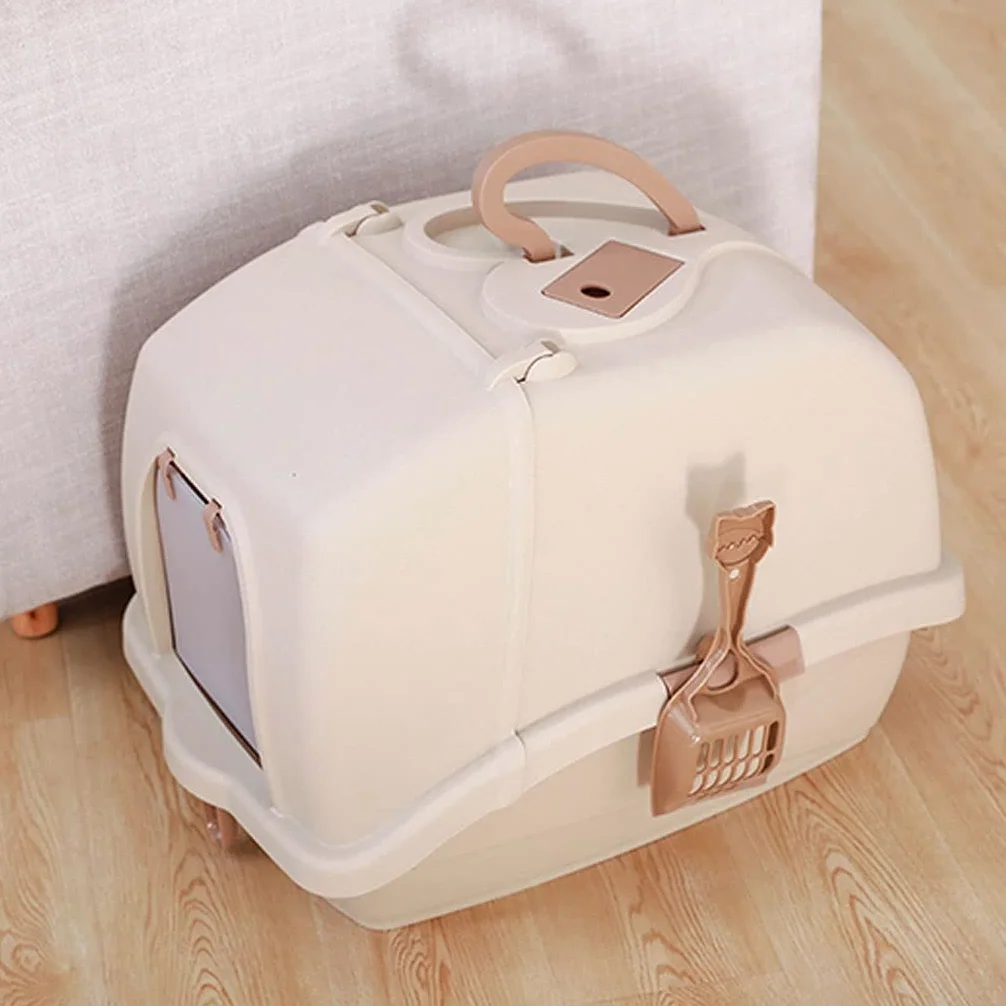 Cajas de Arena Caja de Arena de Gato Allorante Totalmente Cerrado Alto de Gato Grande con asa, Inodoro de Gato Interior fácil de Limpiar Arenero ​Gatos (Color : C)