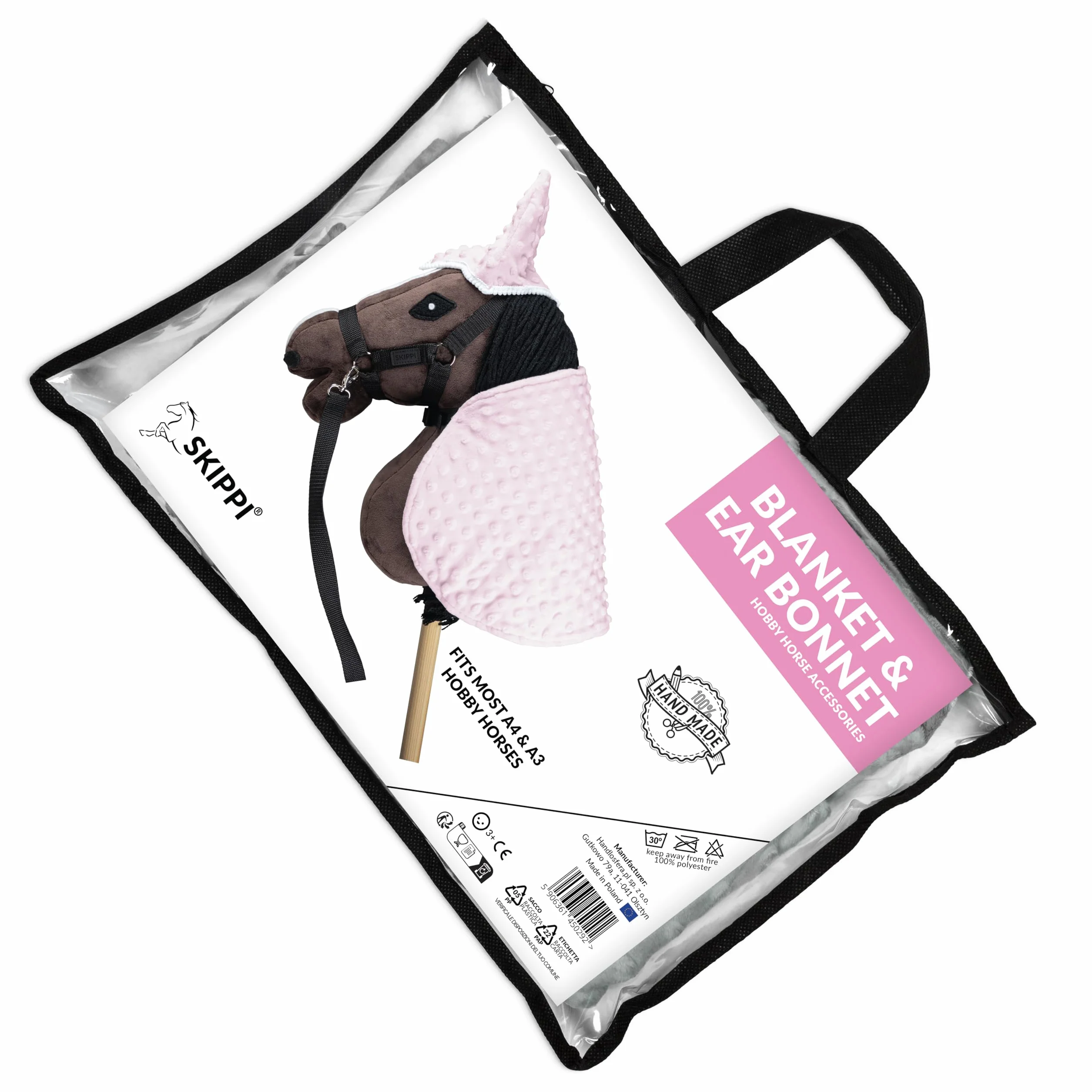 SKIPPI Manta y Orejeras para Hobby Horse – Rosa, Caballo Hobby Horse Accesorios