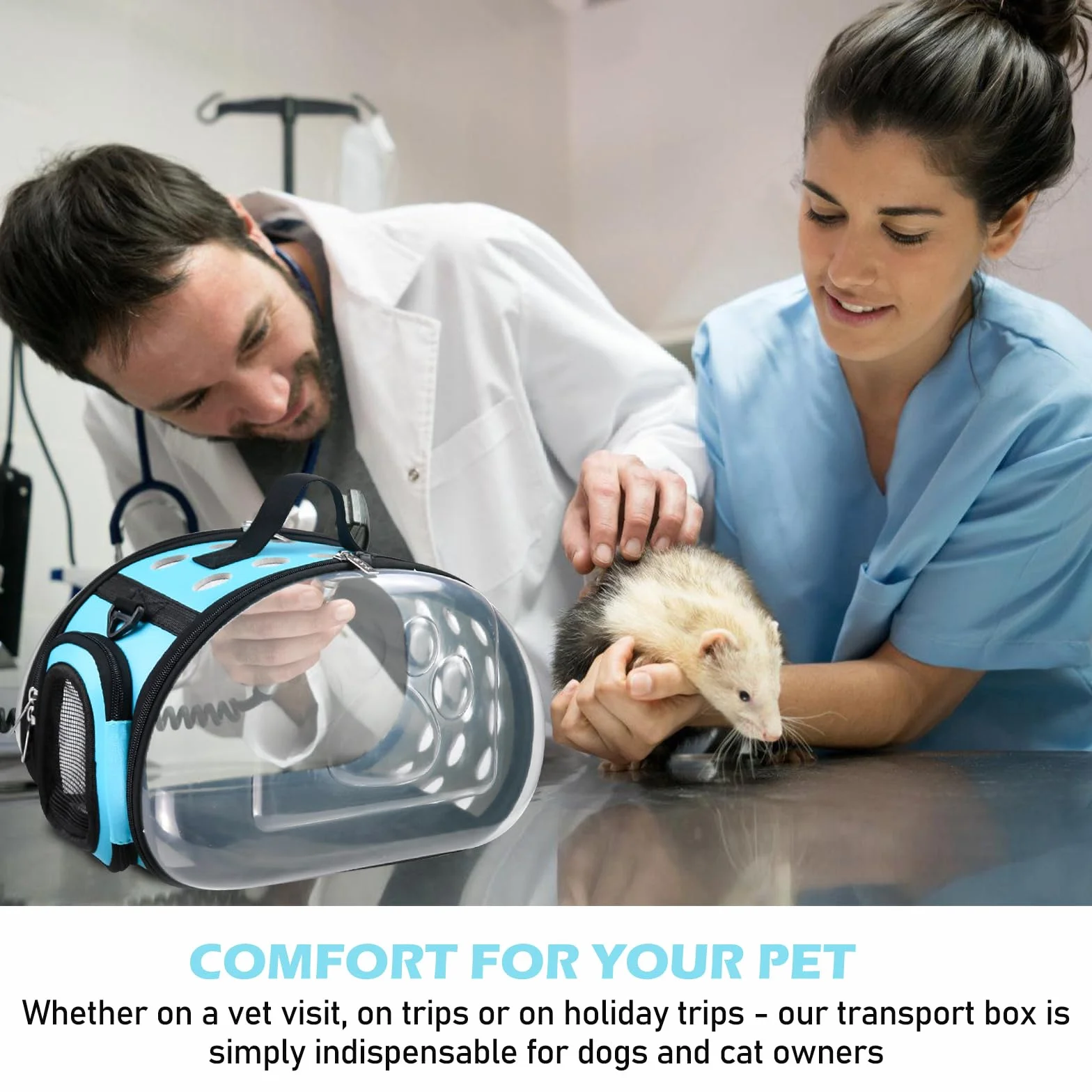 Transportín para conejos y animales pequeños, plegable, para cobayas, conejos, gatos, pájaros, portátil, con ventilación y bolsillos laterales