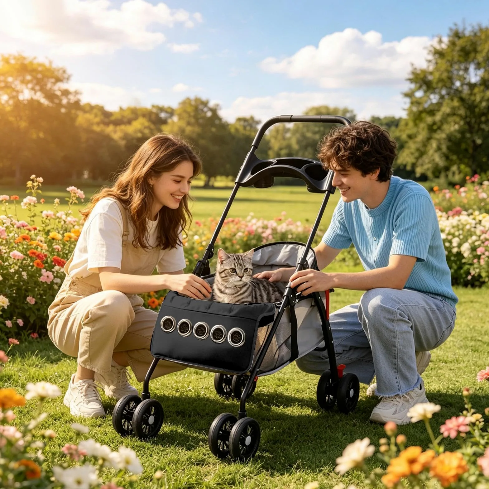 Esterilla Refrescante De Perros Con Cojín Lavable Y Ventilador | Colchoneta Portátil Para Carrito De Mascotas Para Interior Exterior Hogar Viaje Mascotas Y Cachorros Pequeñas Medianas