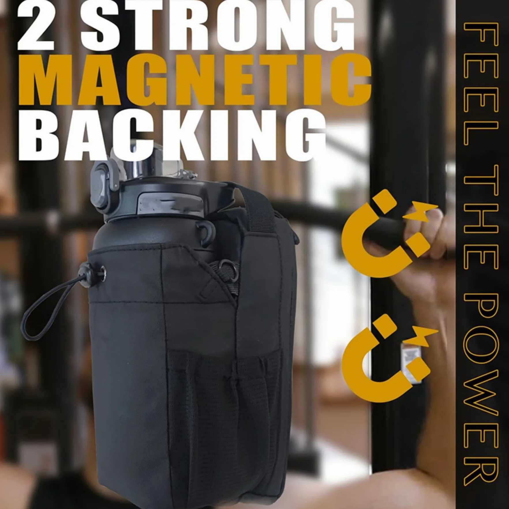 Bolsa magnética de gimnasio con soporte para botella de agua - Bolsa de hombro para entrenamientos y viajes