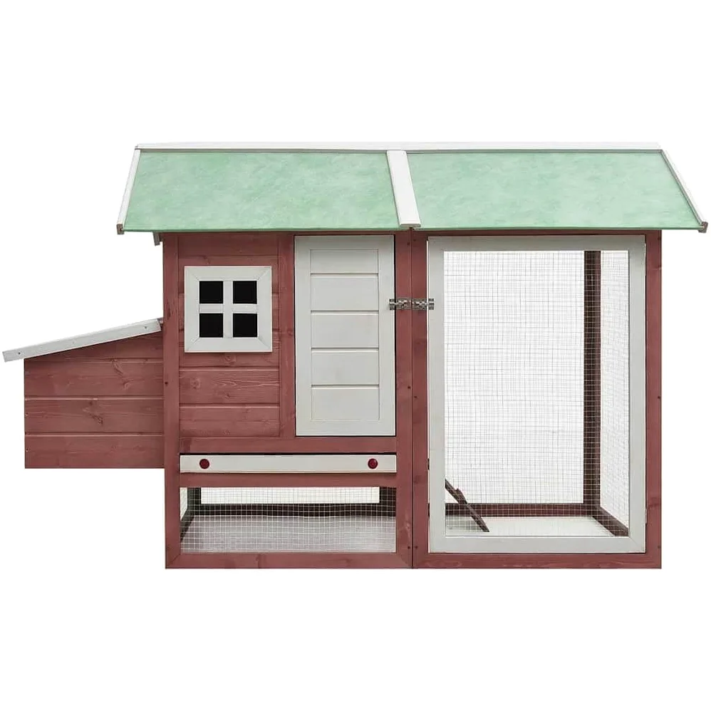 Gallinero de madera de 170 x 81 x 110 cm, jaula para gallinas, moca y verde, para animales pequeños, con nido extensible, rampa para gallineros, de pino y abeto