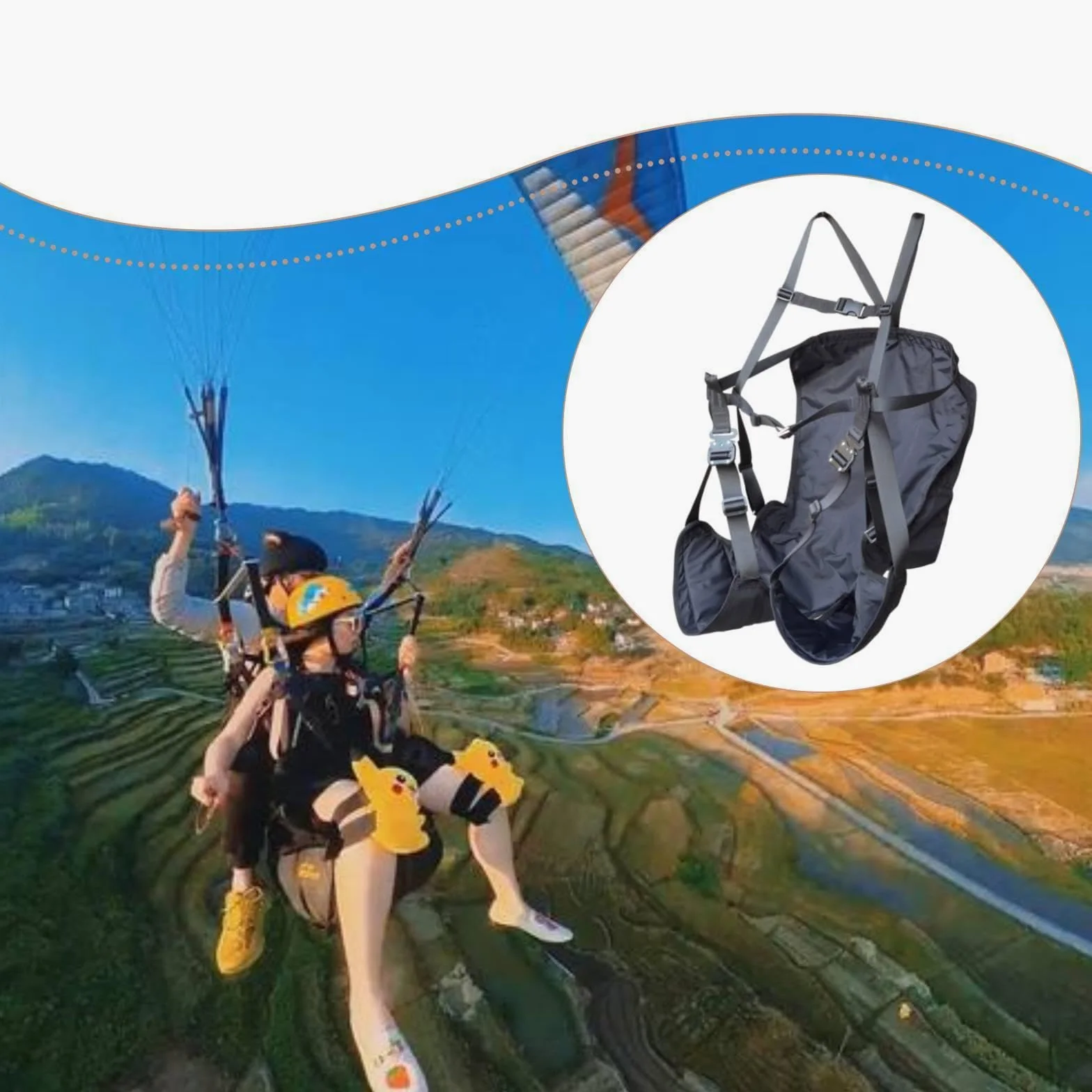 Amagogo Bolsa para arnés de Entrenamiento de Parapente Cómoda Portátil Fácil instalación Asiento de Repuesto Estable para manejo en Tierra de Parapente, Negro