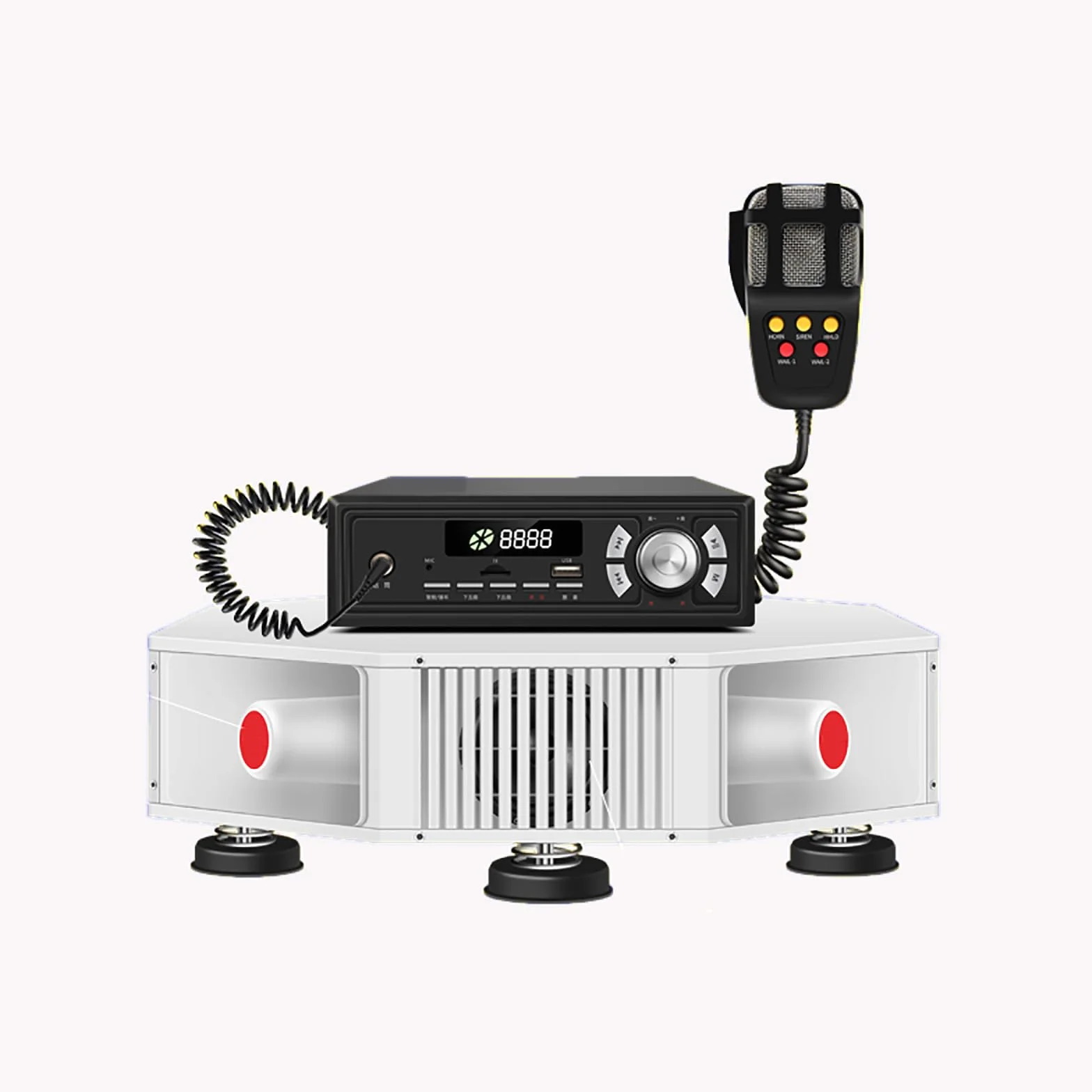 Megáfono para Coche 400 W Altavoz Publicidad Techo con Amplificador Bluetooth USB/TF 4 Tweeters 4 Woofers