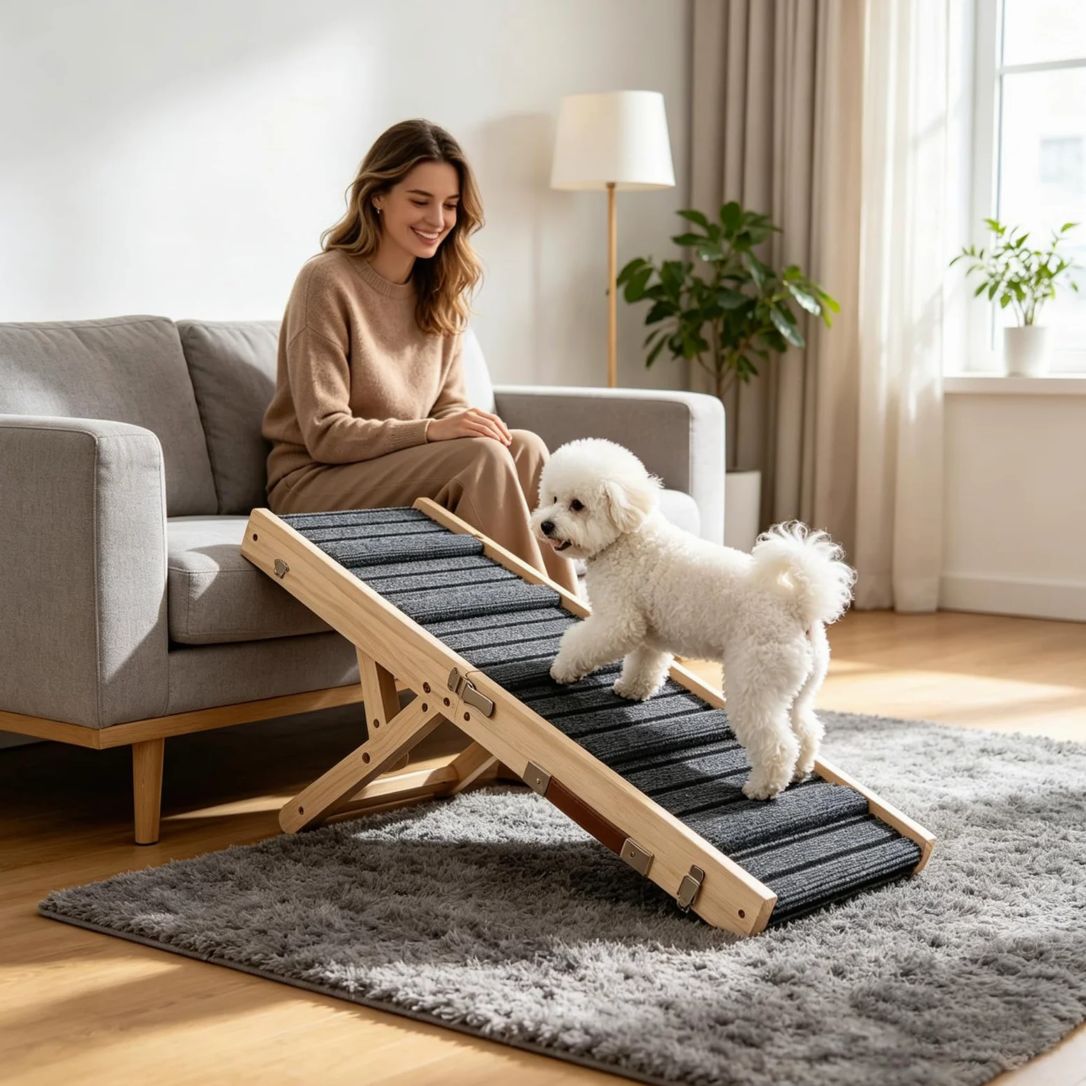 Rampa para Perros Plegable Pequeños, Rampas para Perros Ajustable, Rampa Perro Apto para Camas de Mascotas y sofás