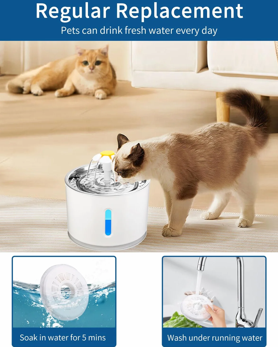 6 Piezas Filtros Fuente Gatos,Filtros Bebedero Gatos Fuente,Filtros de Repuesto de Fuente de Agua para 3L Fuentes de Flores,Fuente para Gatos con Resina y Carbón Activo para perros y gatos
