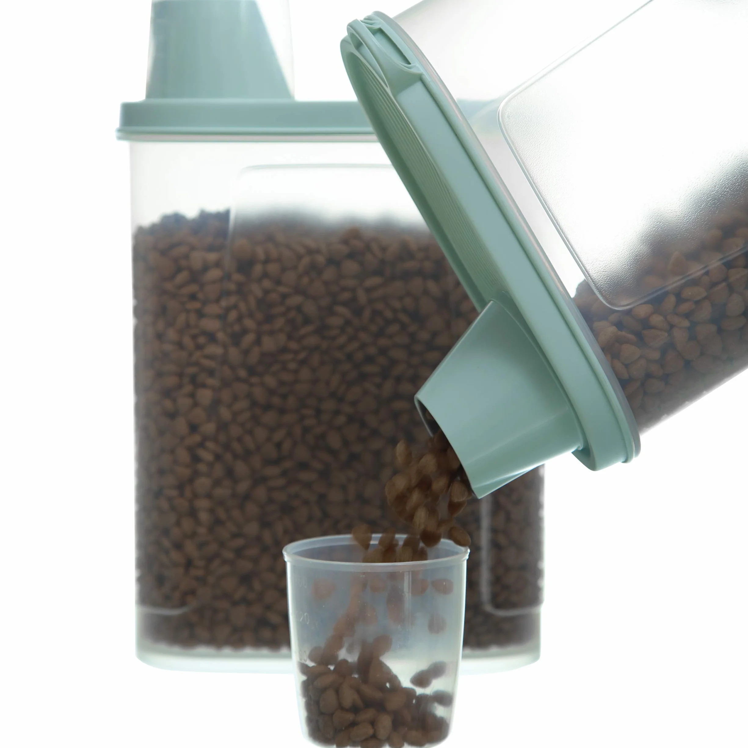 Citylife Juego de 2 recipientes herméticos para comida para perros, 2.3L contenedor de almacenamiento impermeable comida de gatos, vaso medidor pienso, Apto para cereales, comida para mascotas
