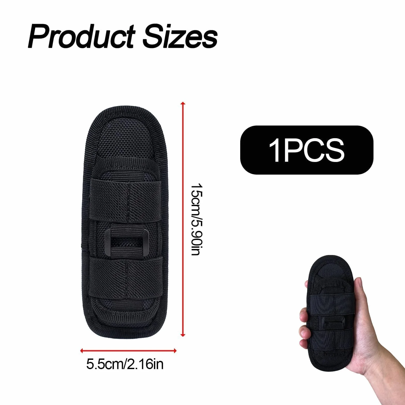Funda de Linterna Táctica Molle Giratorio 360 Grados Nailon Bolsa para Linterna Senderismo Camping