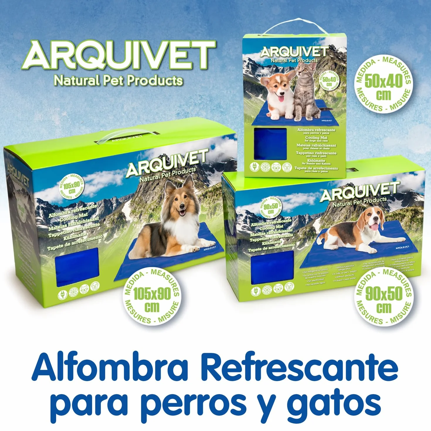 Arquivet - Alfombra refrescante para Perros y Gatos 40x50, alfombrar Pet Cooling Mat, azul