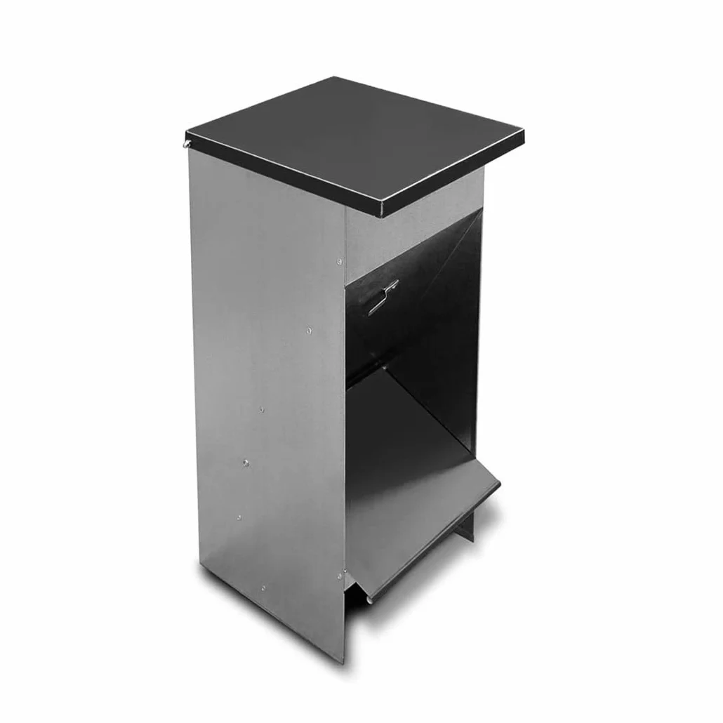 Comedero para Perros (Capacidad 30 L / 21,6 kg Aprox.) - Tolva para Perros Galvanizada Premium - con Tapa para Proteger el Pienso - Incluye expendedor de bolsitas