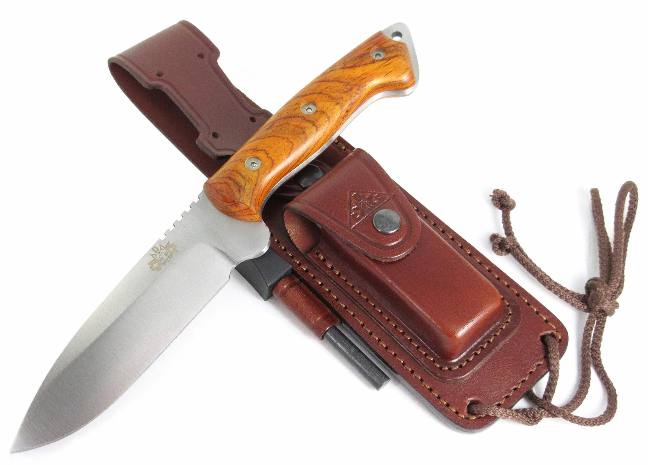 Cuchillo supervivencia caza monte bushcraft camping outdoor Acero MOVA 58 Funda de piel Fabricado en España
