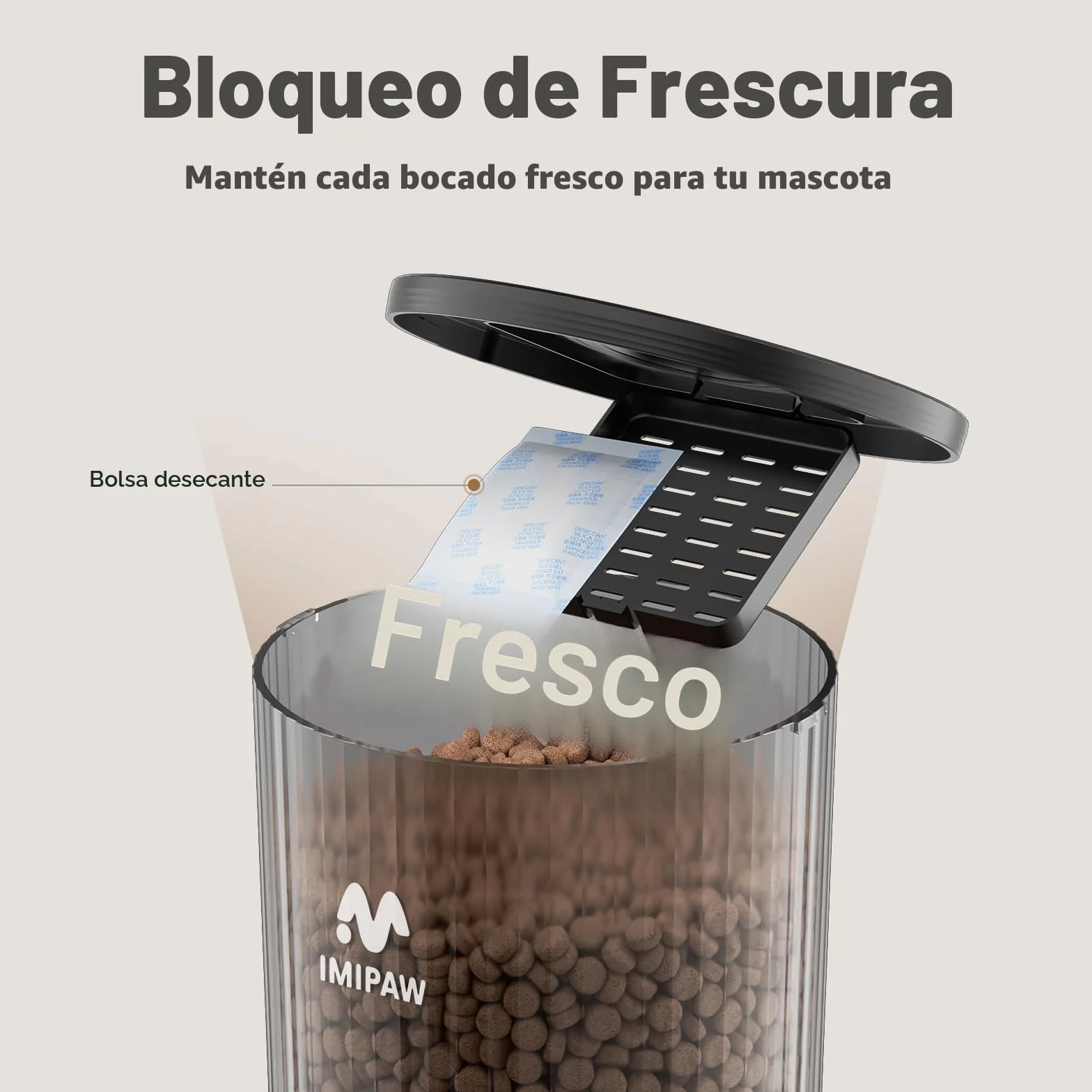 IMIPAW Comedero Gato Automatico - Dispensador Comida con Dos Cuencos, Temporizador Programable para Gatos y Perros con Bolsa Desecante, 1-6 Comidas al Día, 1-20 Porciones por Comida- 4L