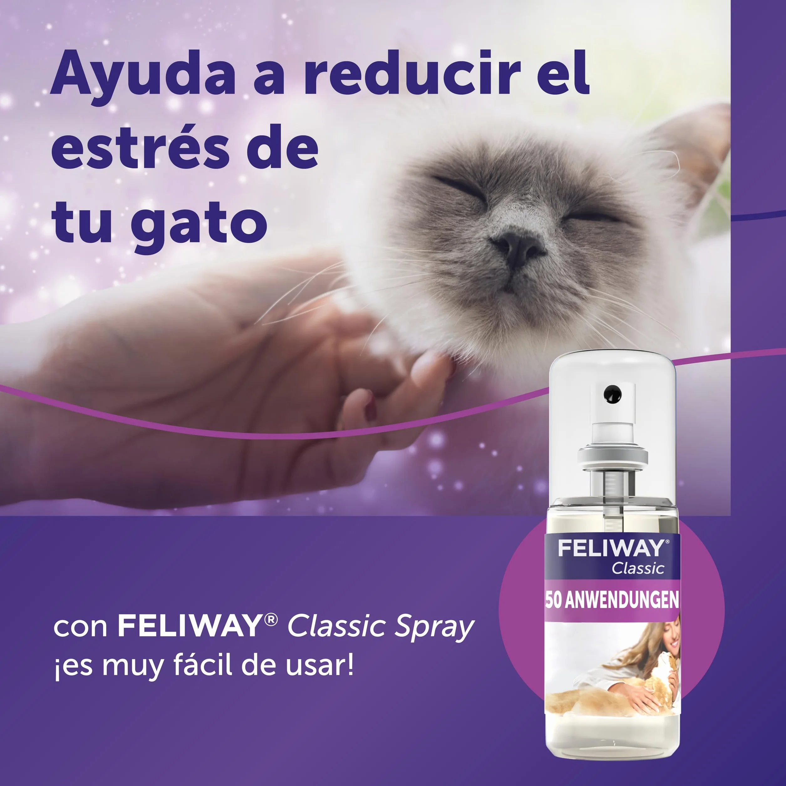 FELIWAY Classic Spray - Feromonas calmantes para gatos (60ml). Reduce los marcajes con orina y el estrés durante los viajes en transportín. Recomendado por veterinarios.