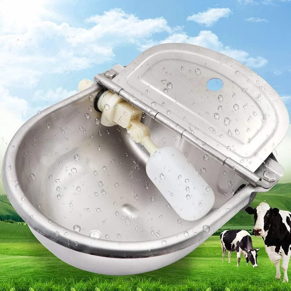 Automático Acero Inoxidable Ganado Cuenco Mascotas Bebedero con Válvula de Flotación Comederos y Bebederos para Caballos Cabras Perros Cerdos