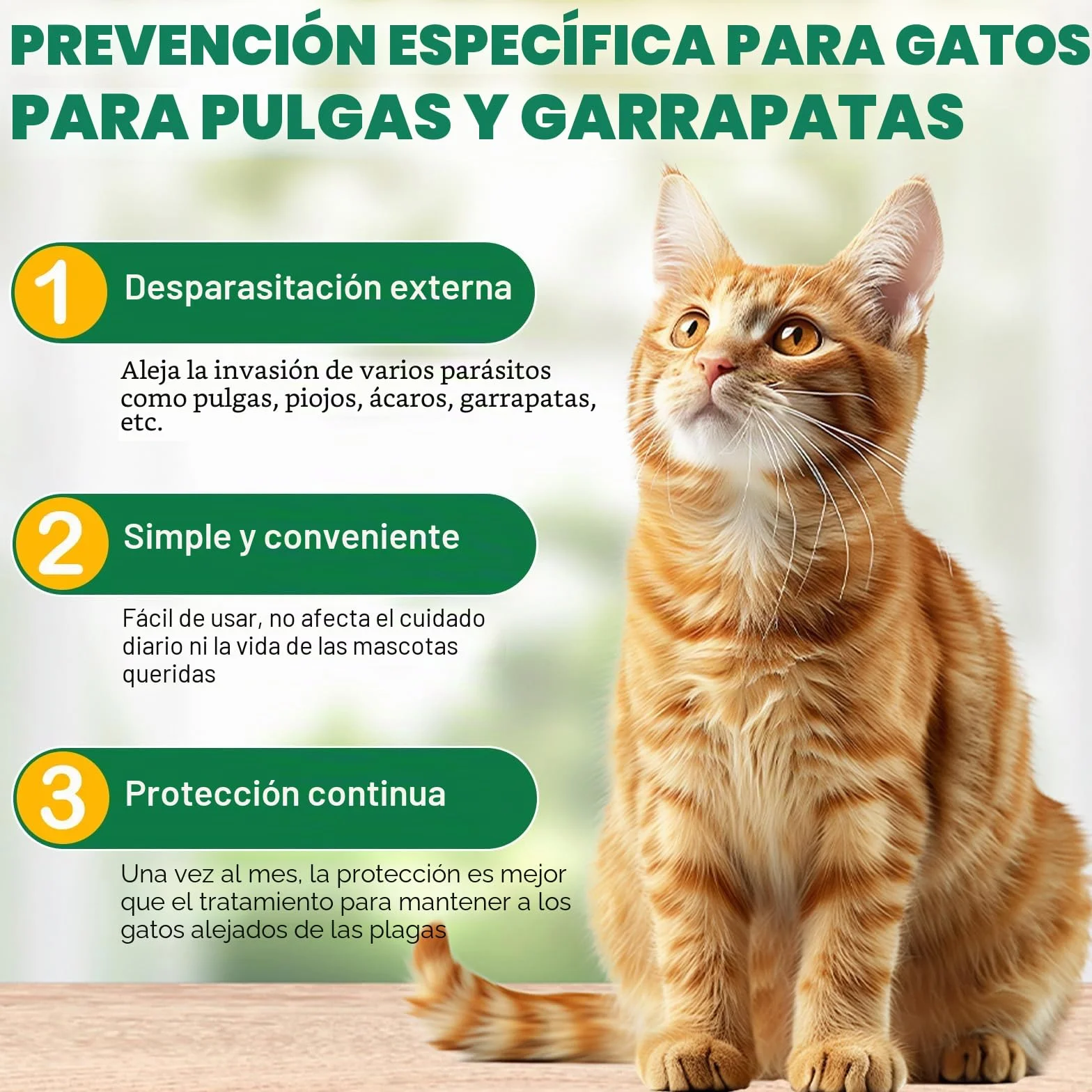 Fllea Y Garrapatas Protección para Gatos Y Gatos, Gotas Naturales para Desparasitar Gatos,2 x 6 Pipetas Fllea- Y Protección contra garrapatas, Fórmula de Extracto de Garras Segura Fórmula Fórmula de
