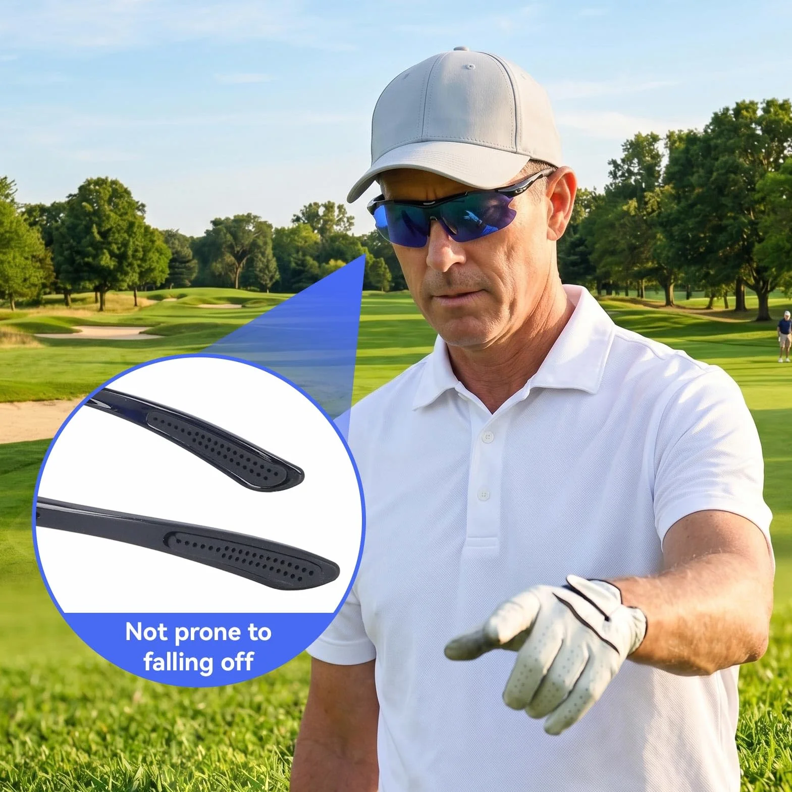 HERCHR Gafas localizadoras de pelotas de golf con lentes azules y bolsa de almacenamiento