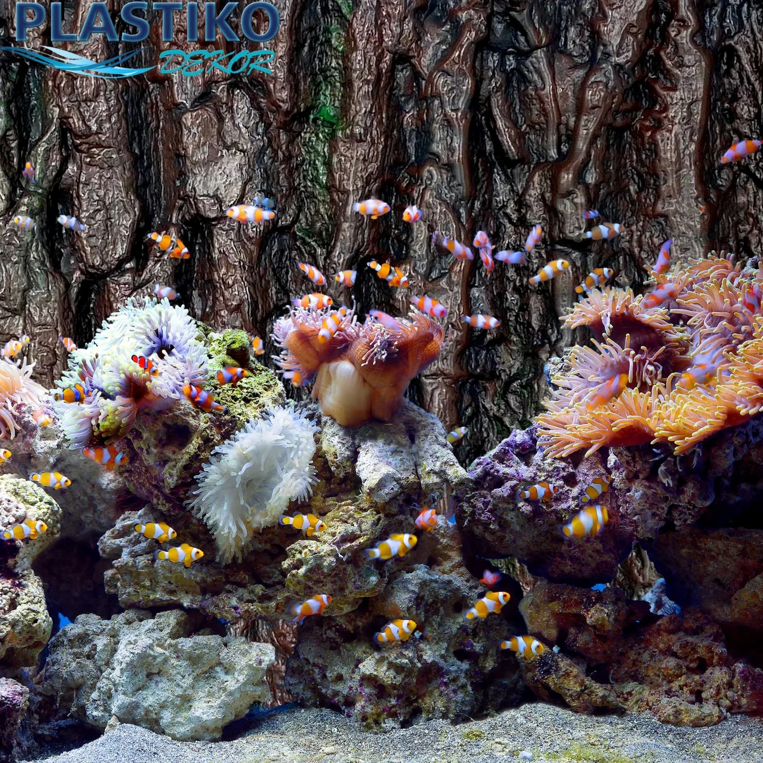 PLASTIKO - Fondo de Acuario 3D I Pared Trasera 100 x 40 cm I Fácil de Montar y Limpiar I No Requiere Pegado I Seguro para Animales I Marrón con patrón de Corteza de árbol