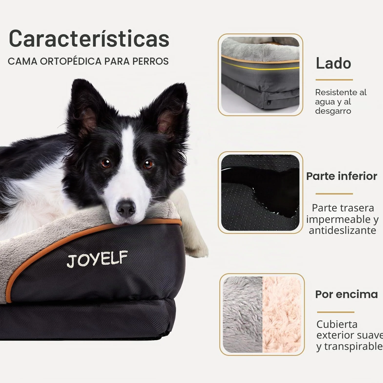 JOYELF Cama para Perro de Espuma viscoelástica Cama y sofá ortopédico pequeño para Perro con Funda Lavable extraíble y Juguetes chirriadores como Regalo